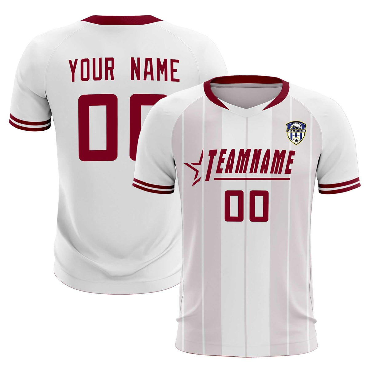 Custom White Classic Striped Personalized Soccer Tops/Sets Jersey
