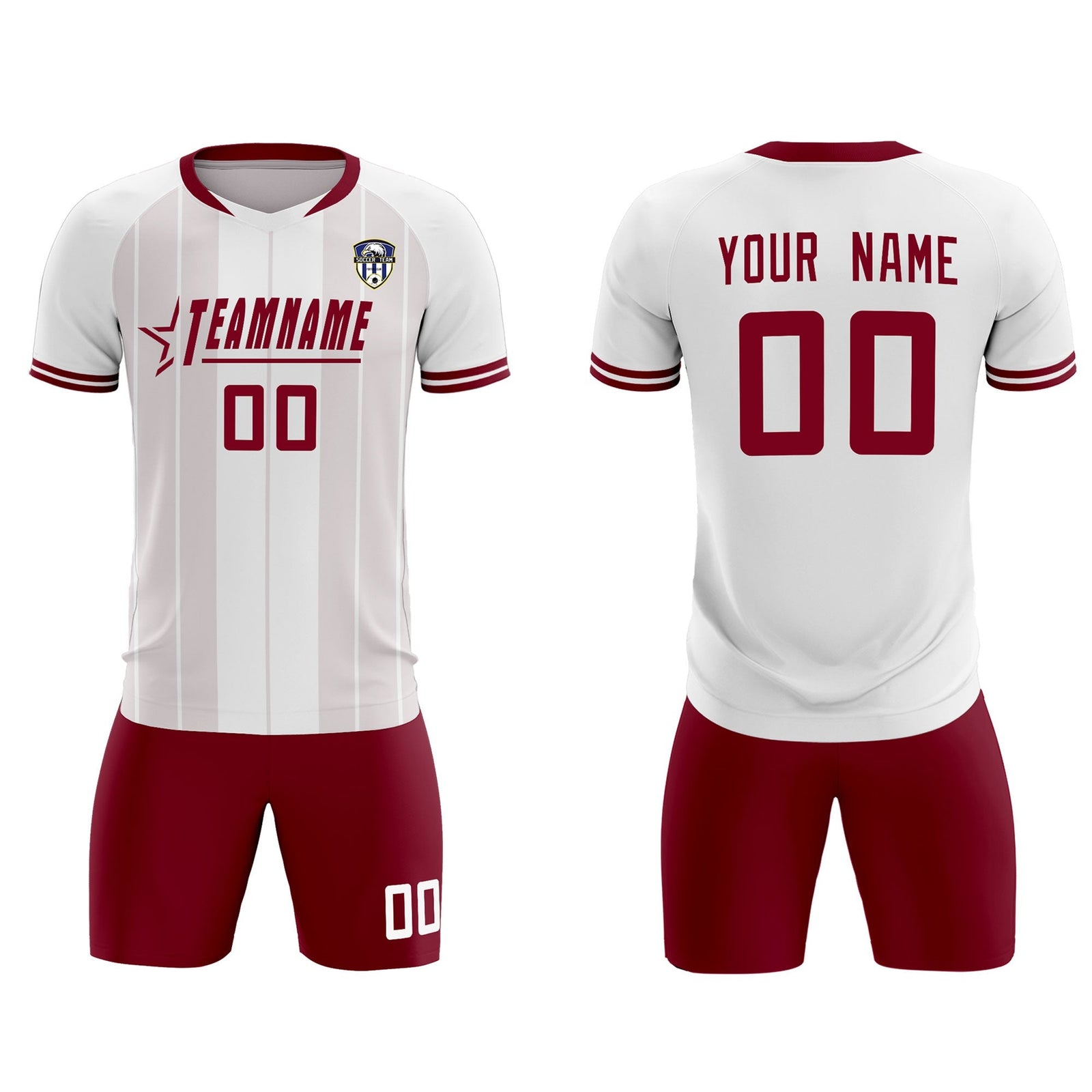 Custom White Classic Striped Personalized Soccer Tops/Sets Jersey