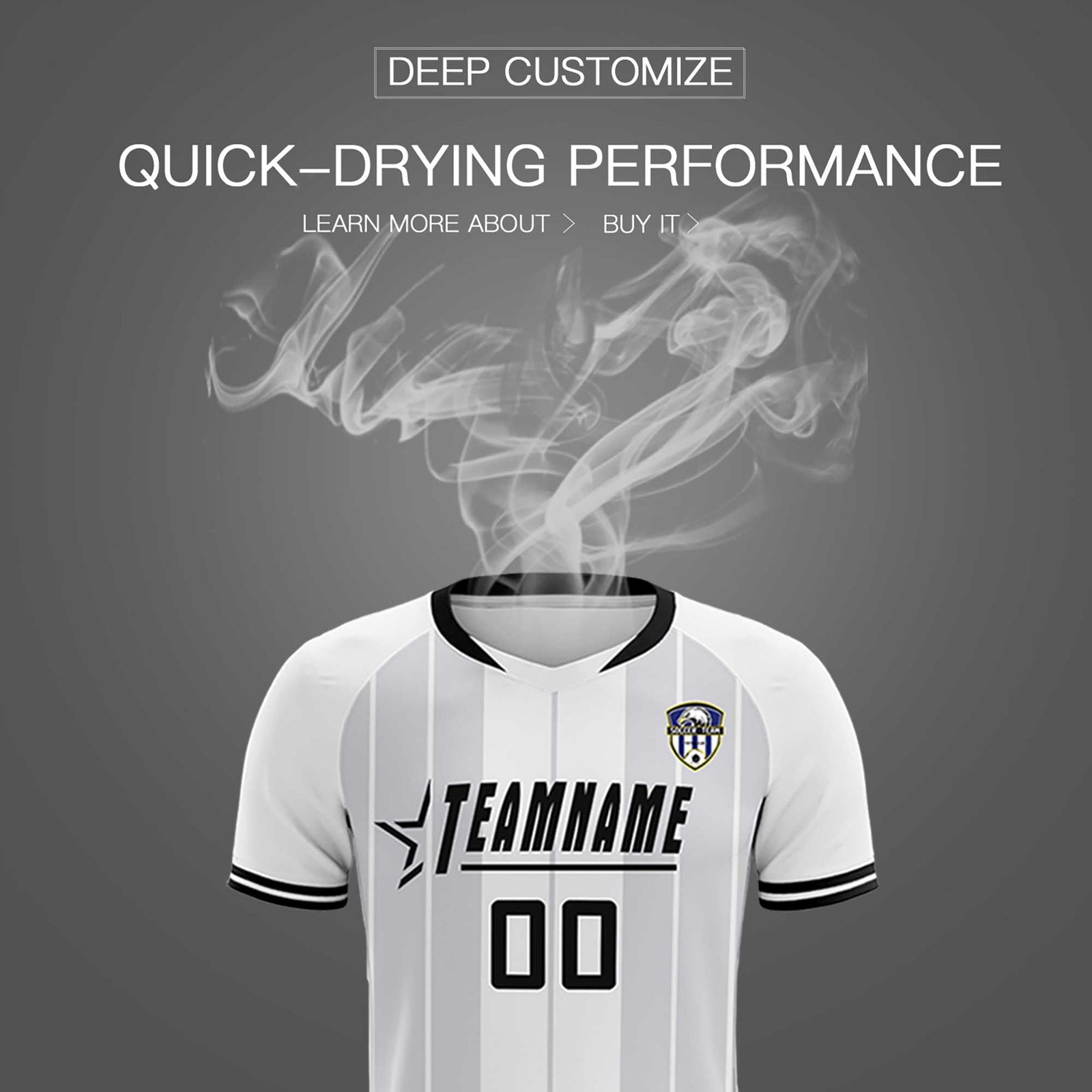 Custom White Classic Striped Personalized Soccer Tops/Sets Jersey