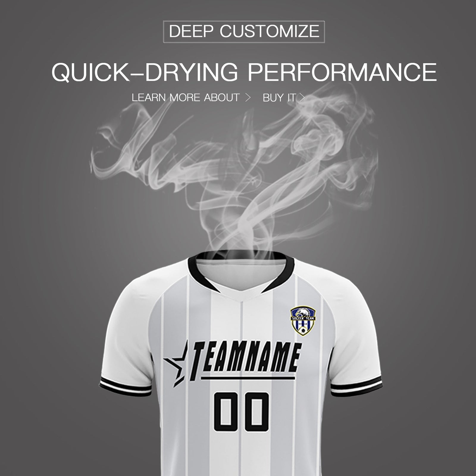 Custom White Classic Striped Personalized Soccer Tops/Sets Jersey