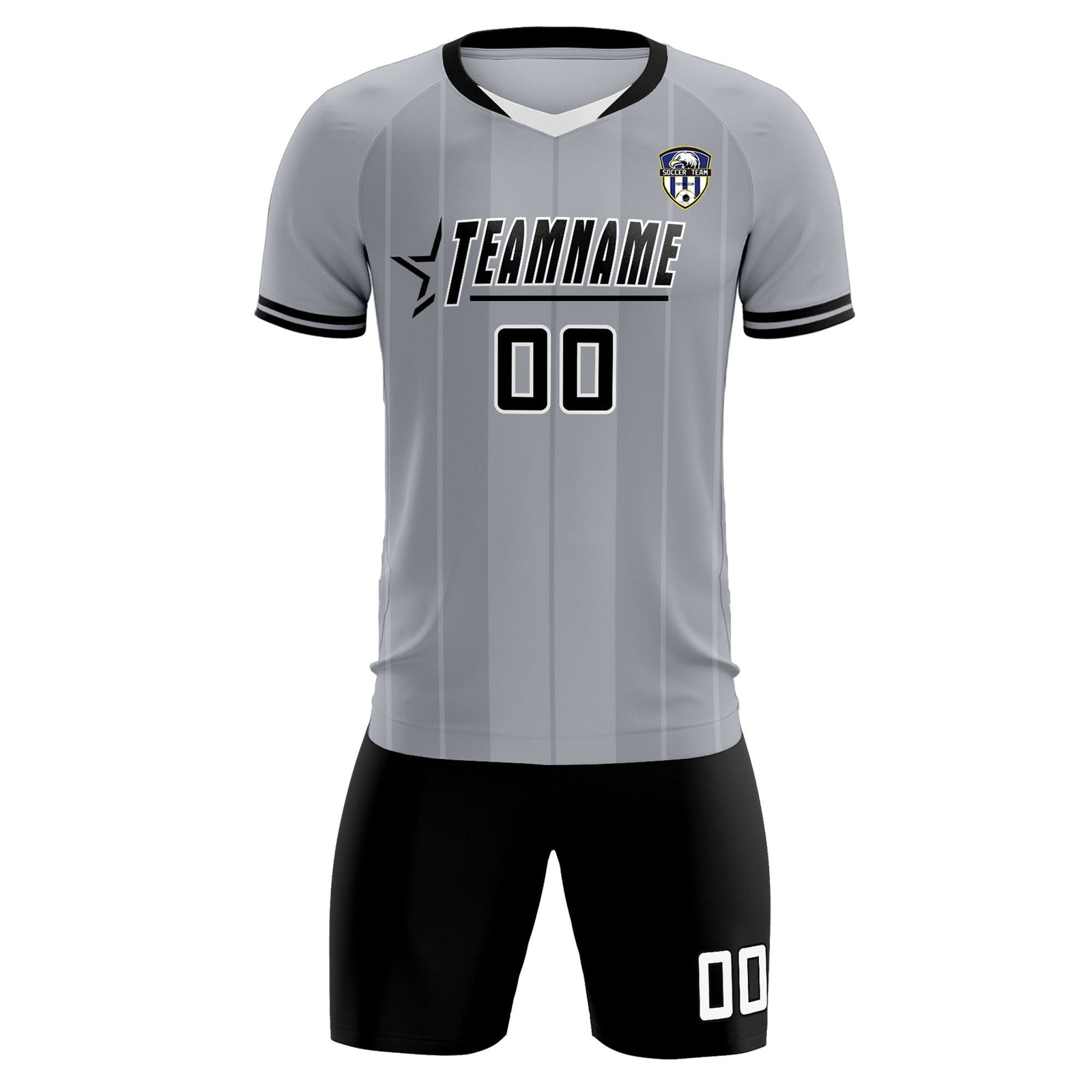 Custom Gray Classic Striped Personalized Soccer Tops/Sets Jersey