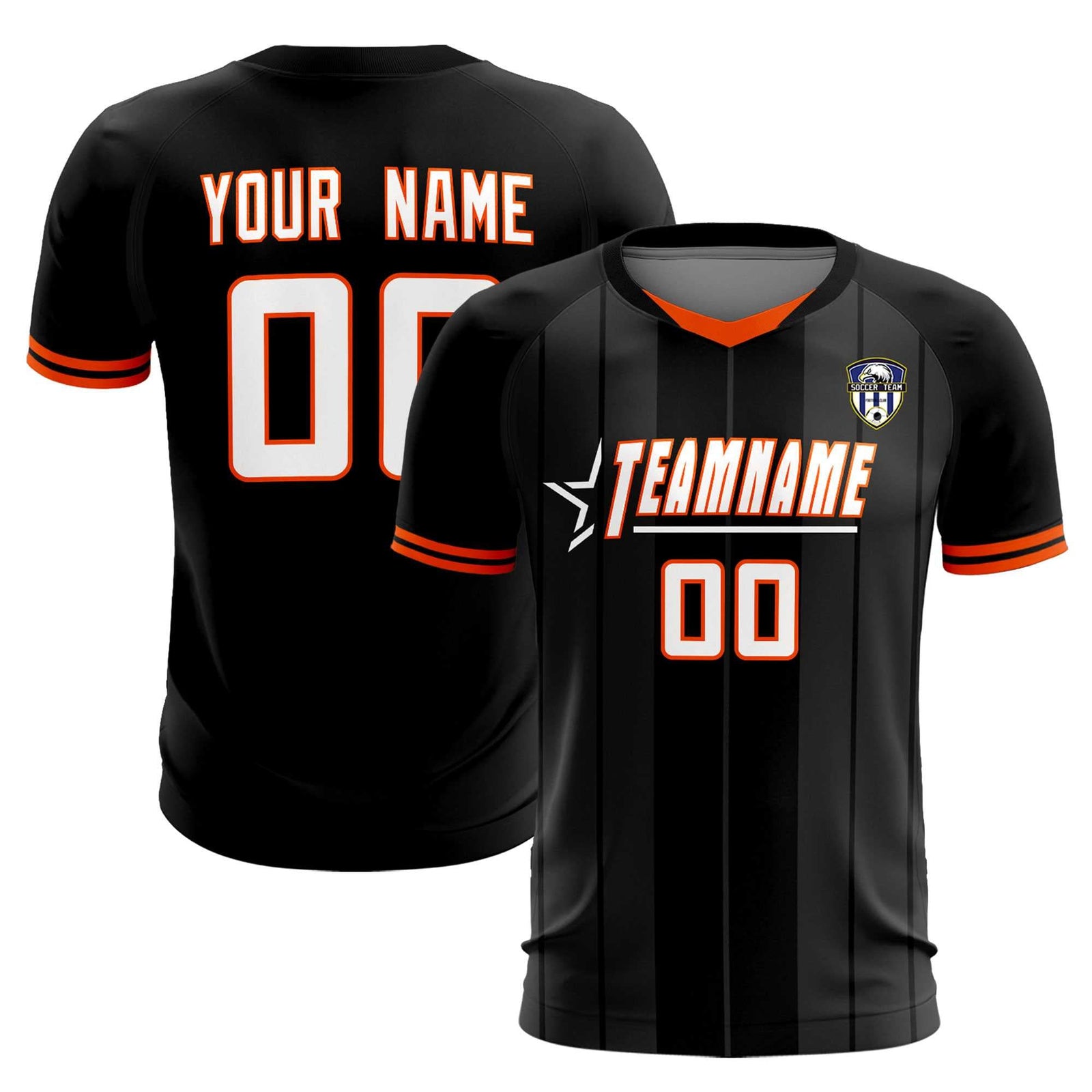 Custom Black Classic Striped Personalized Soccer Tops/Sets Jersey