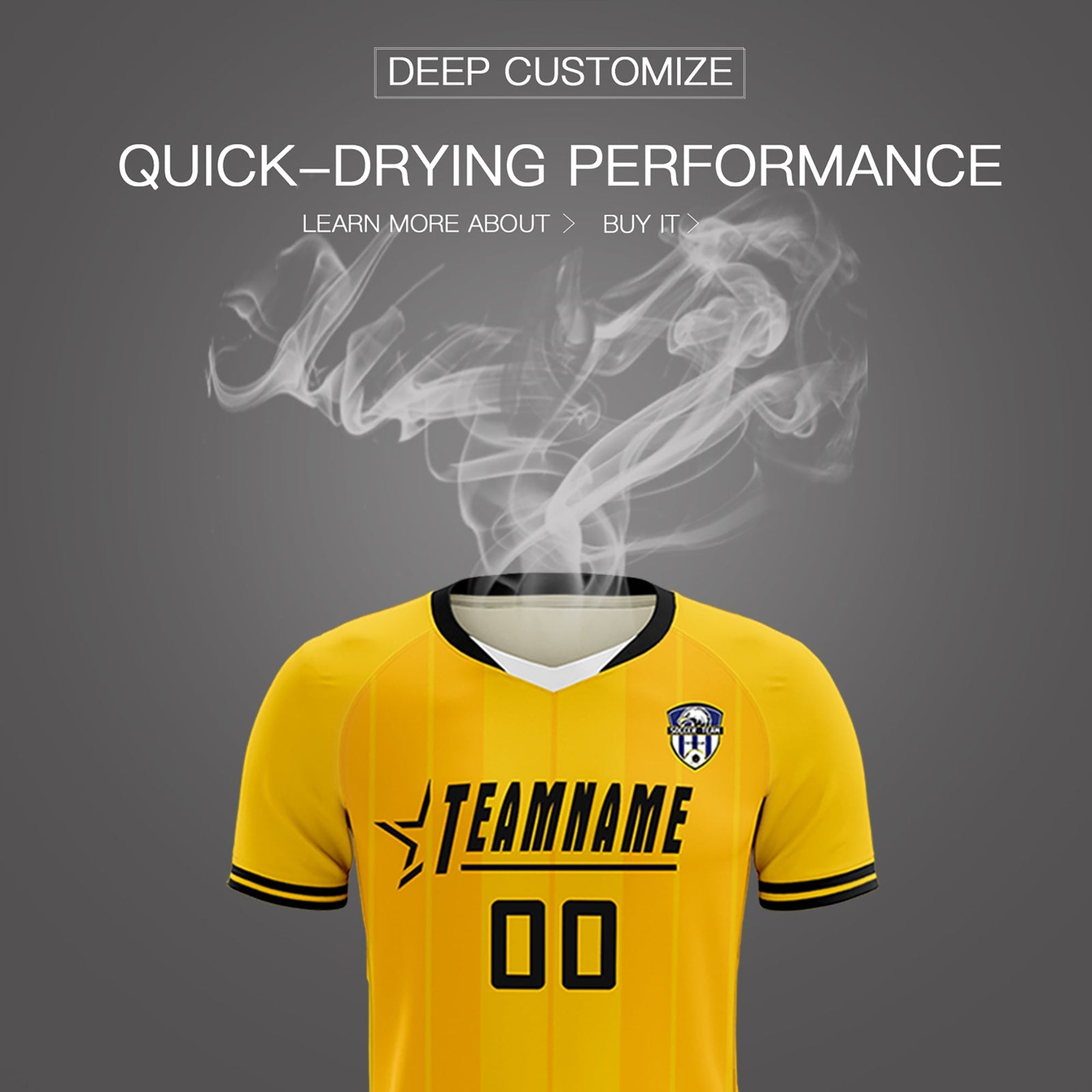 Custom Gold Classic Striped Personalized Soccer Tops/Sets Jersey