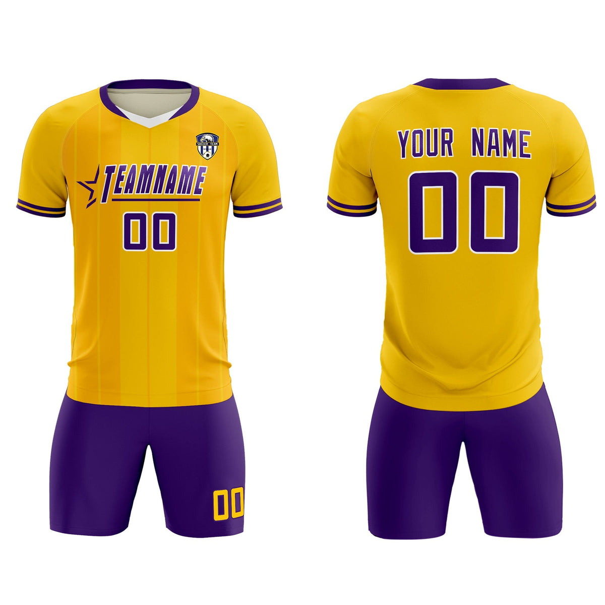 Custom Gold Classic Striped Personalized Soccer Tops/Sets Jersey