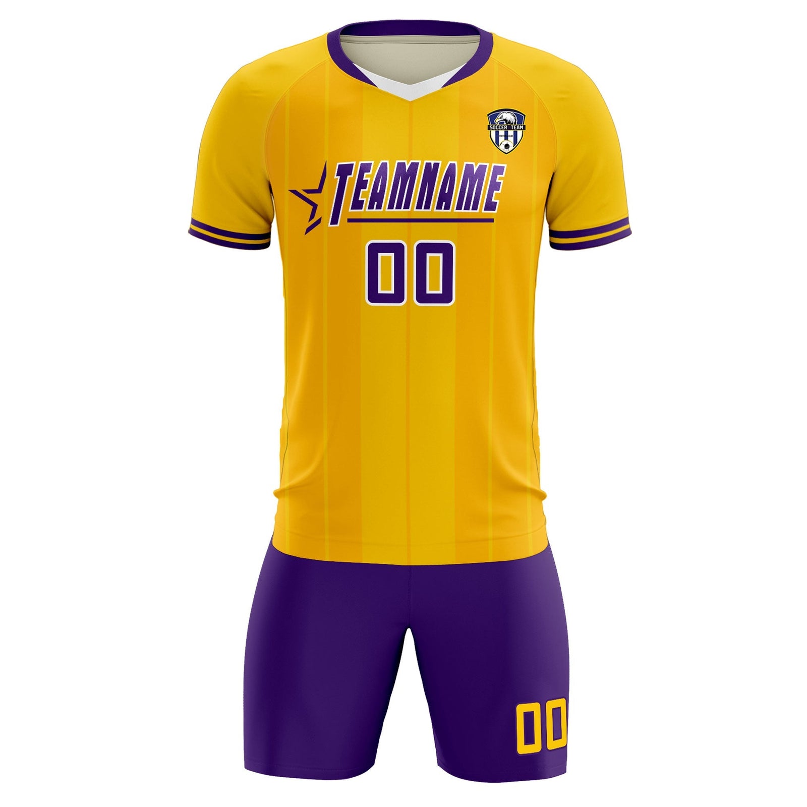 Custom Gold Classic Striped Personalized Soccer Tops/Sets Jersey