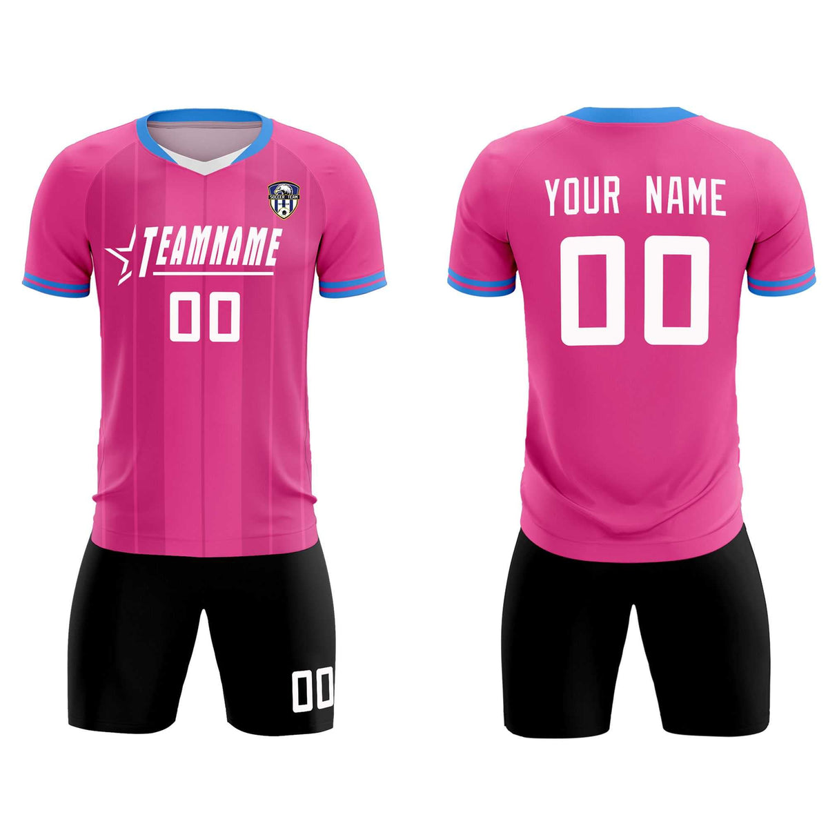 Custom Pink Classic Striped Personalized Soccer Tops/Sets Jersey
