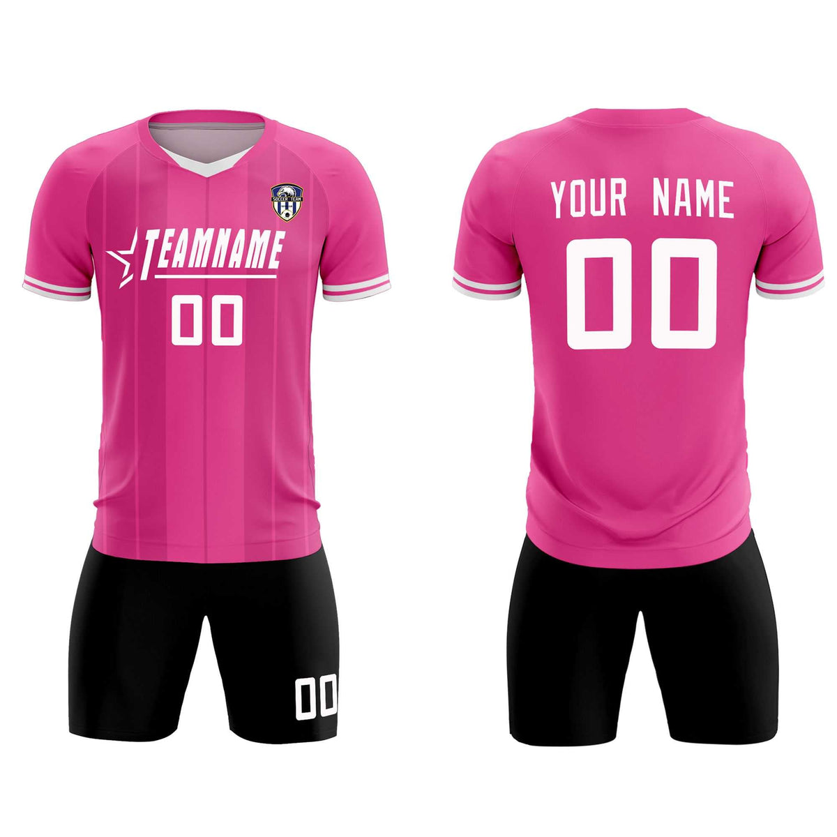 Custom Pink Classic Striped Personalized Soccer Tops/Sets Jersey