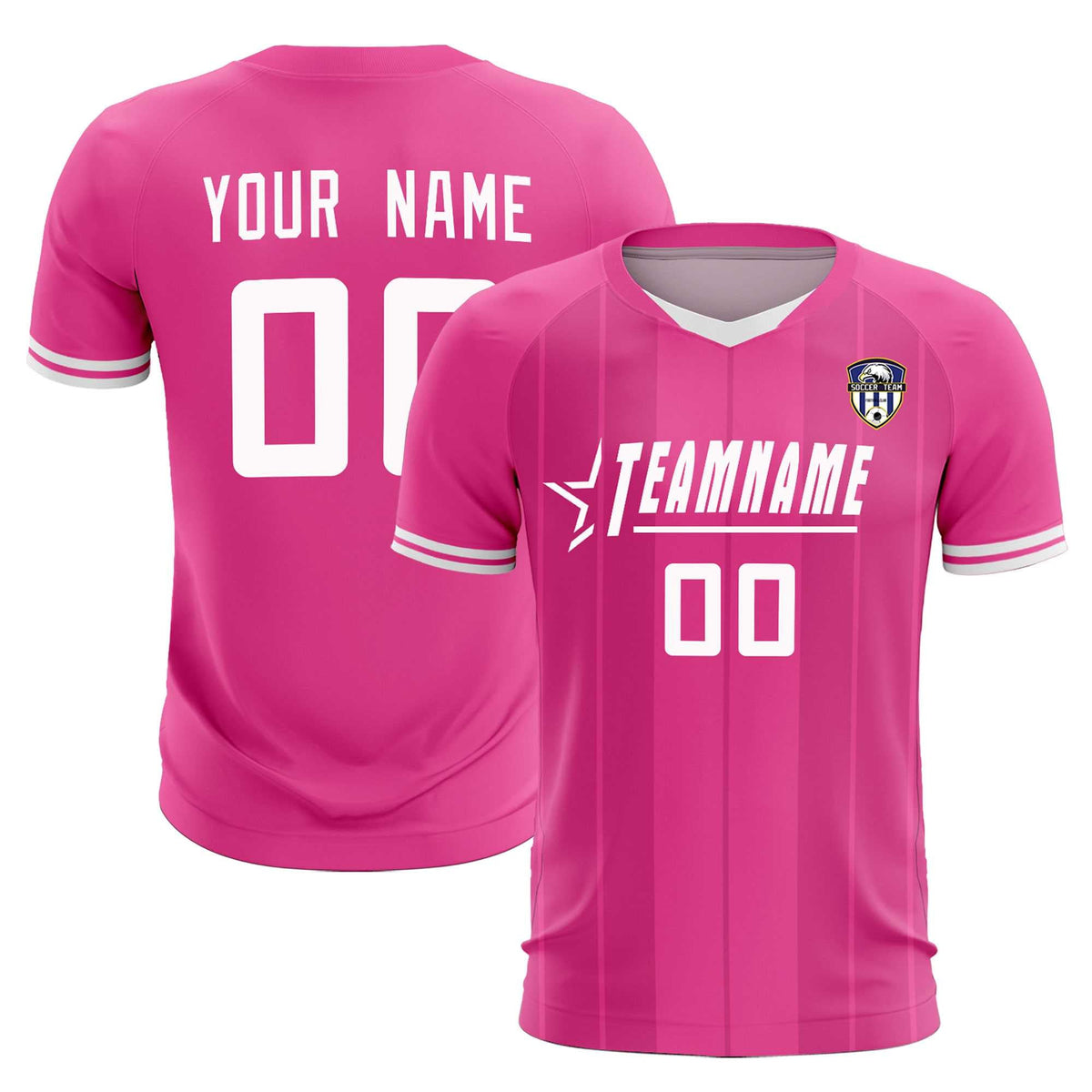 Custom Pink Classic Striped Personalized Soccer Tops/Sets Jersey