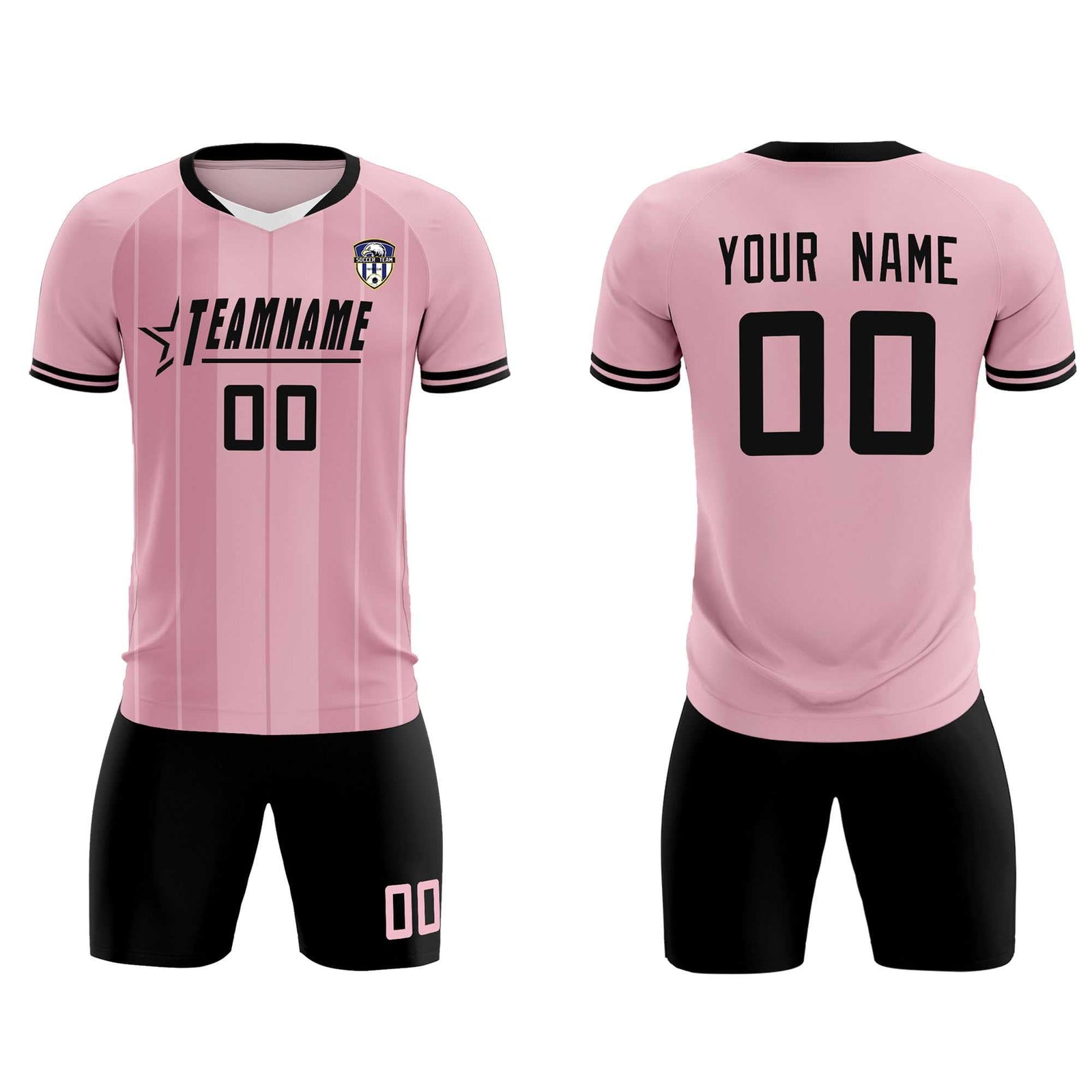 Custom Light Pink Classic Striped Personalized Soccer Tops/Sets Jersey