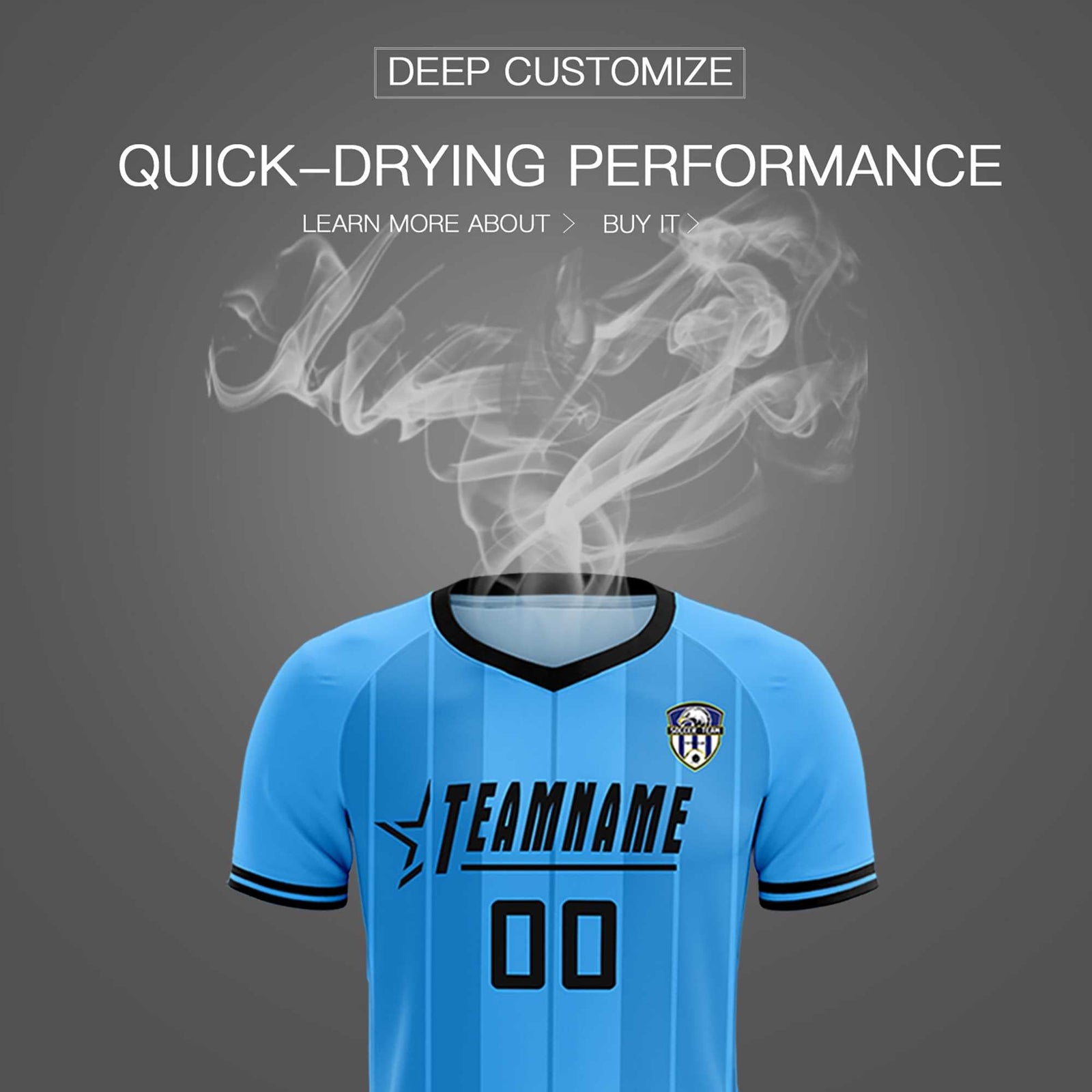 Custom Powder Blue Classic Striped Personalized Soccer Tops/Sets Jersey