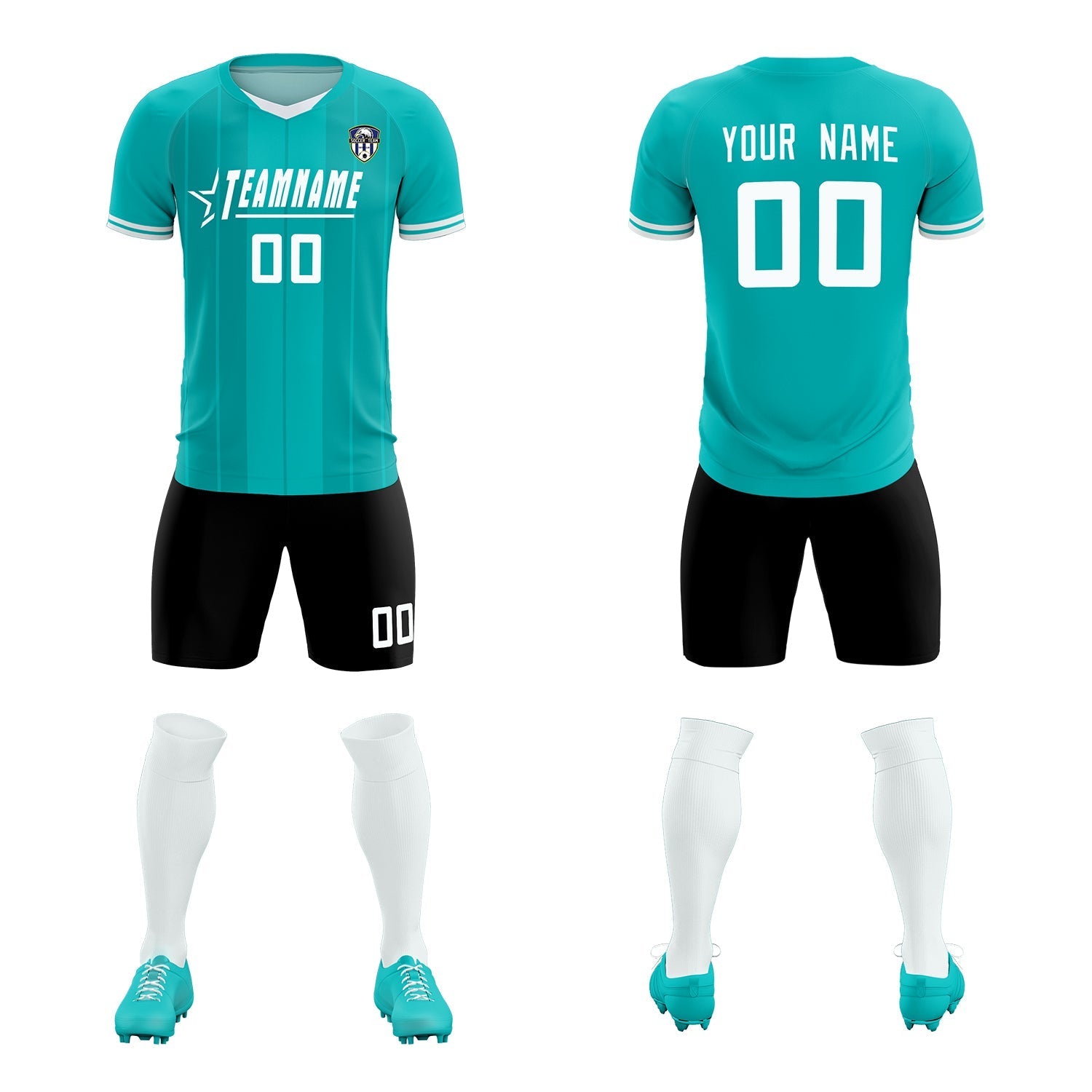 Custom Green Classic Striped Personalized Soccer Tops/Sets Jersey