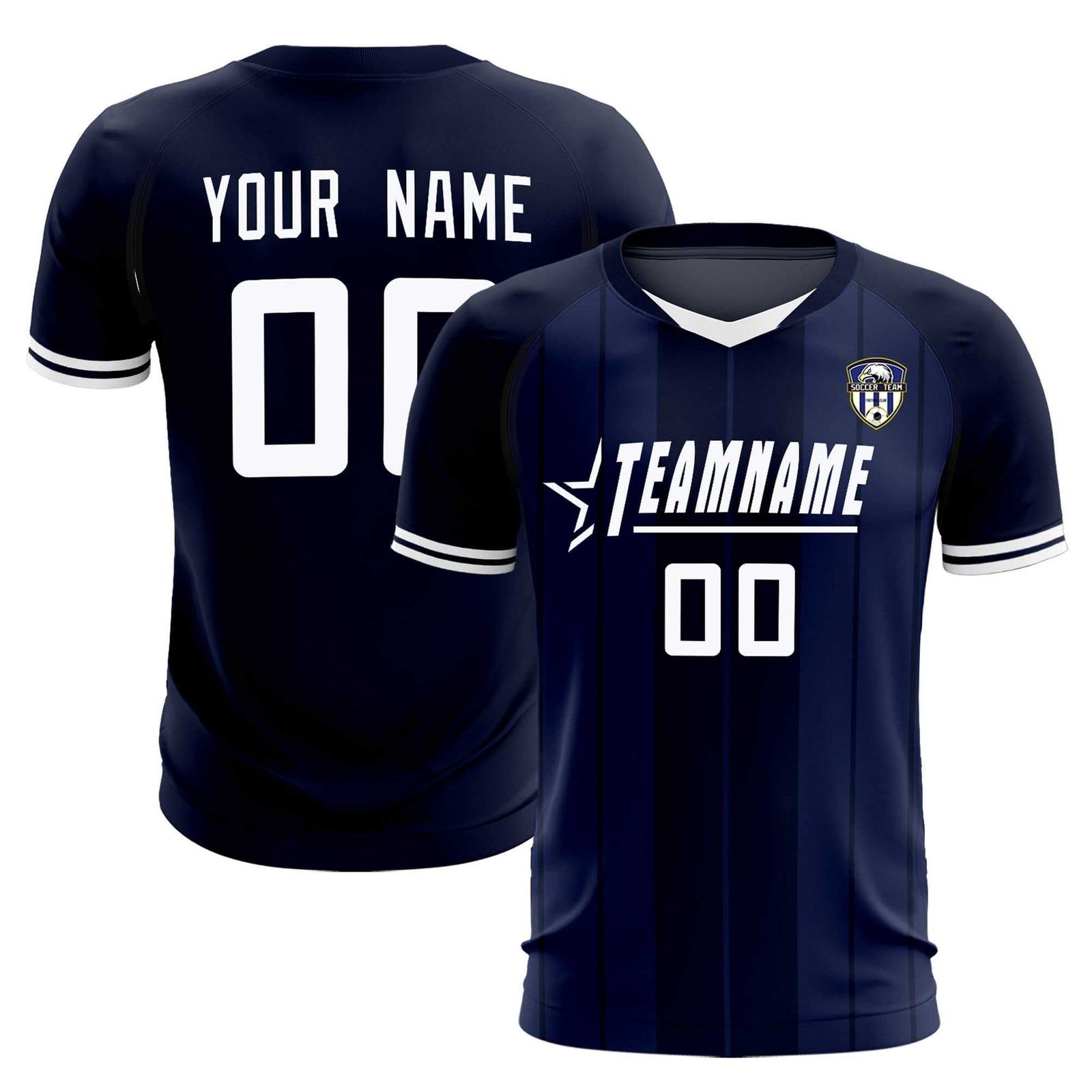 Custom Navy Classic Striped Personalized Soccer Tops/Sets Jersey