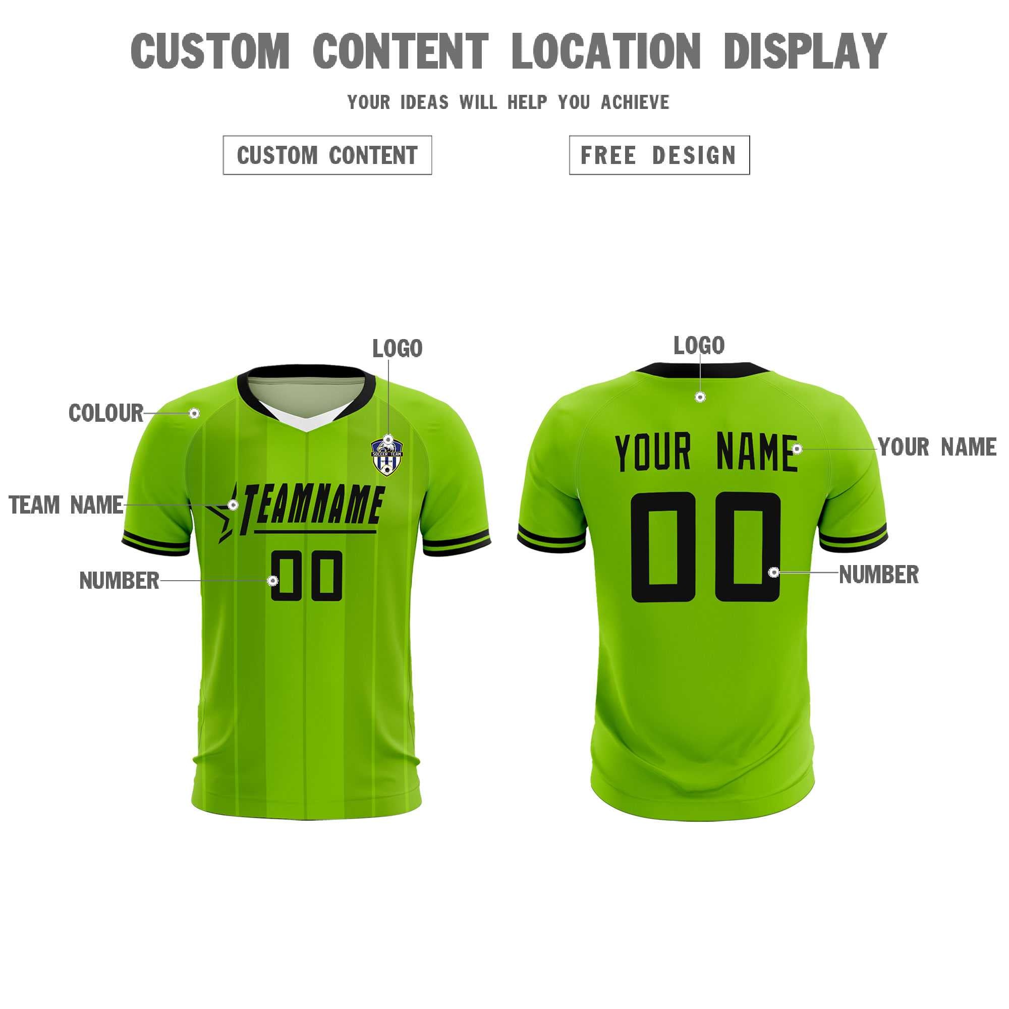 Custom Neon Green Classic Striped Personalized Soccer Tops/Sets Jersey