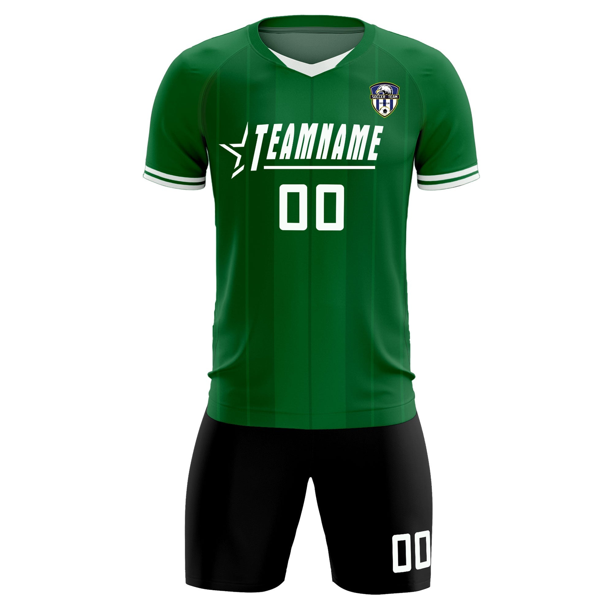 Custom Kelly Green Classic Striped Personalized Soccer Tops/Sets Jersey