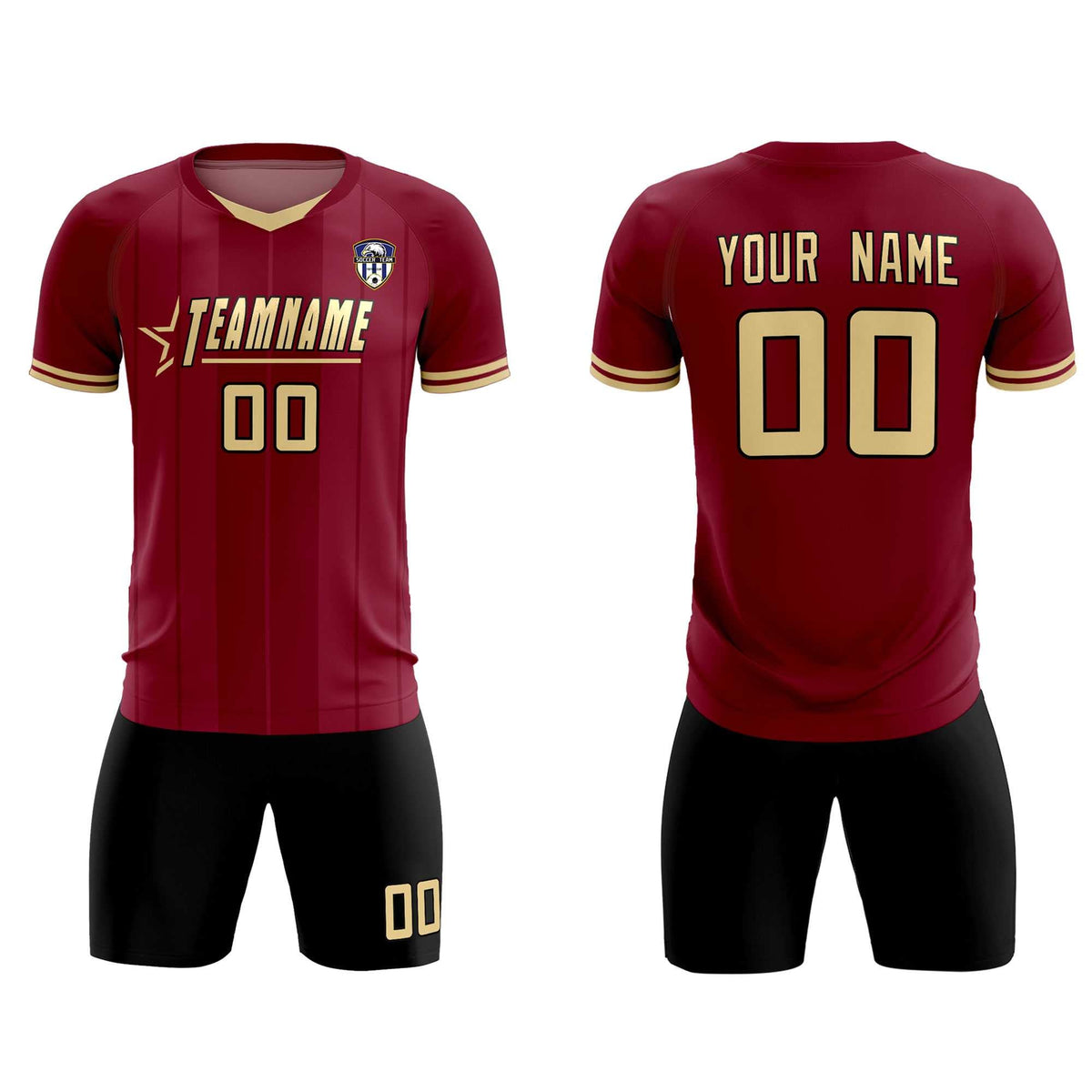 Custom Crimson Classic Striped Personalized Soccer Tops/Sets Jersey