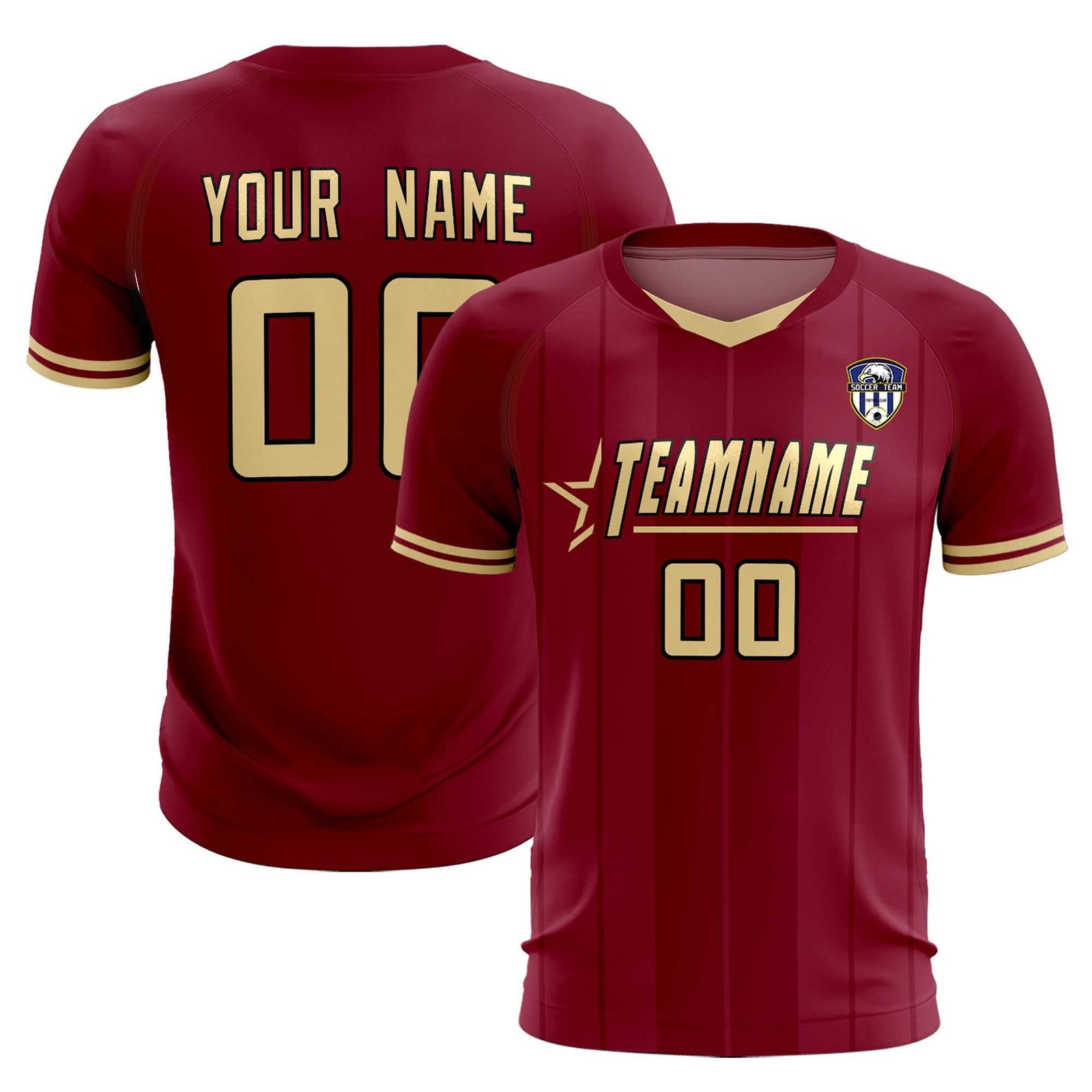 Custom Crimson Classic Striped Personalized Soccer Tops/Sets Jersey