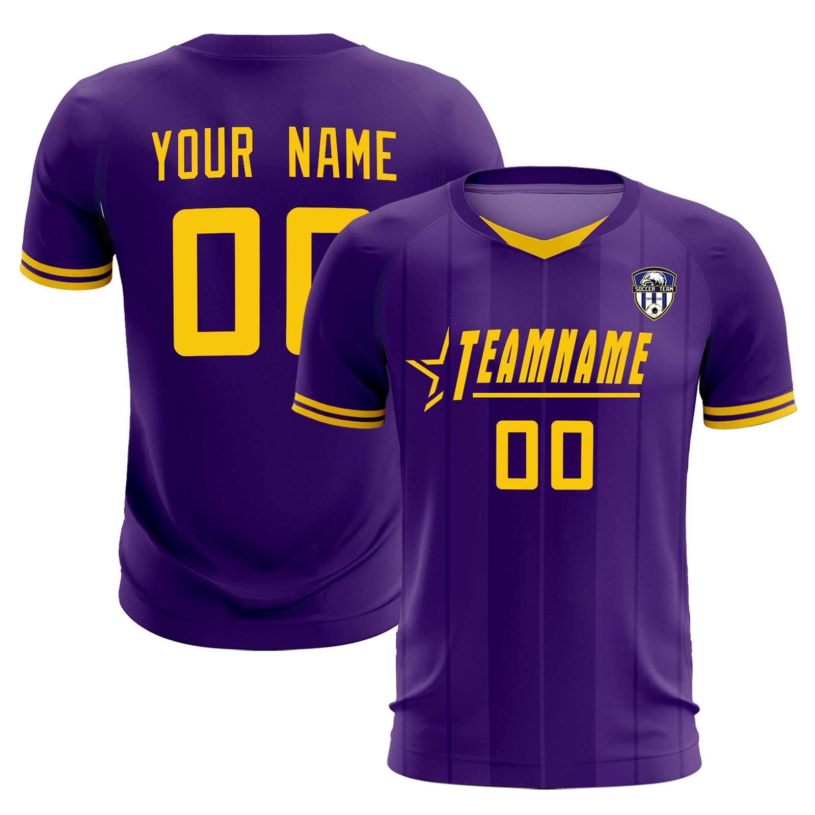 Custom Purple Classic Striped Personalized Soccer Tops/Sets Jersey