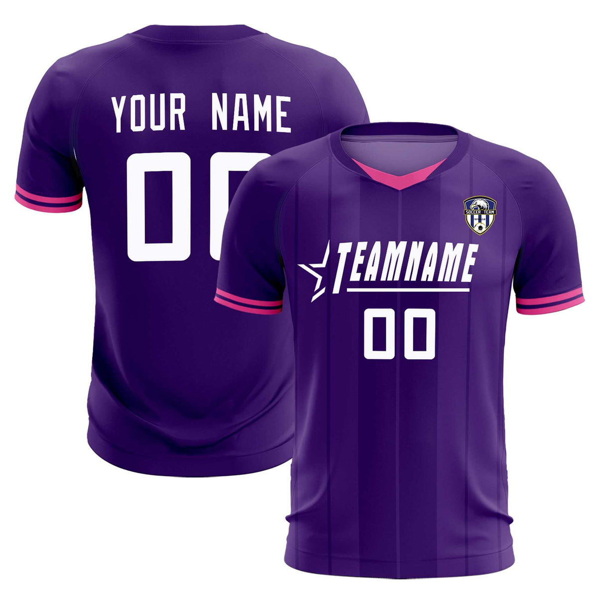 Custom Purple Classic Striped Personalized Soccer Tops/Sets Jersey