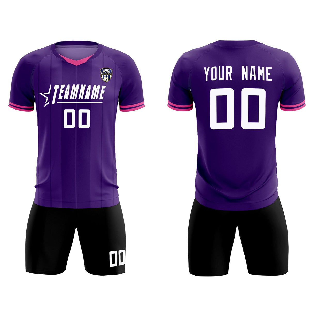 Custom Purple Classic Striped Personalized Soccer Tops/Sets Jersey