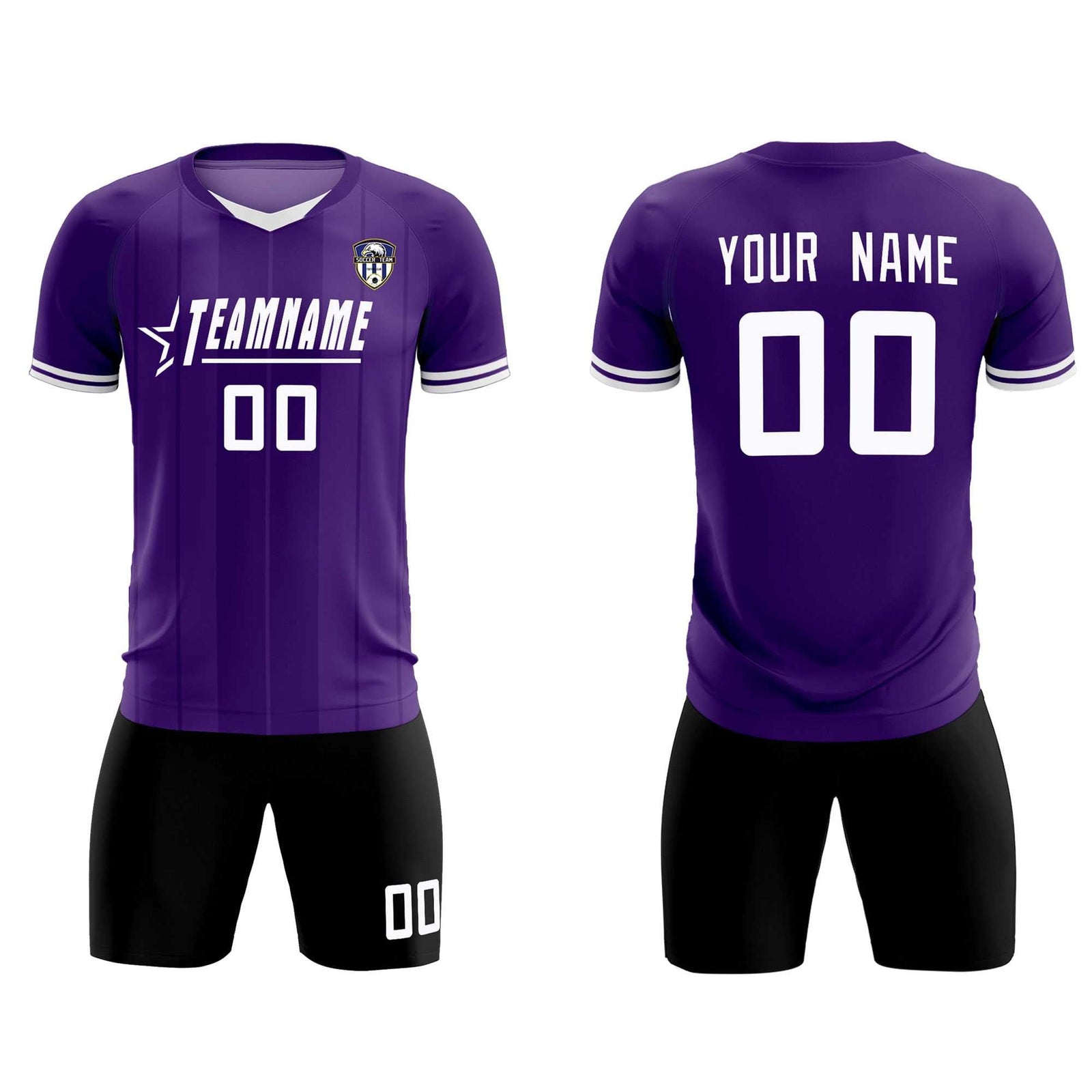 Custom Purple Classic Striped Personalized Soccer Tops/Sets Jersey
