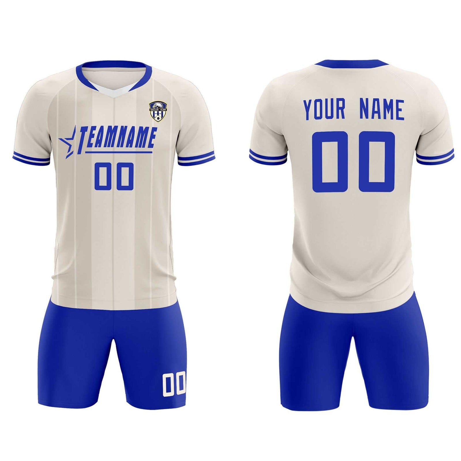 Custom Cream Classic Striped Personalized Soccer Tops/Sets Jersey