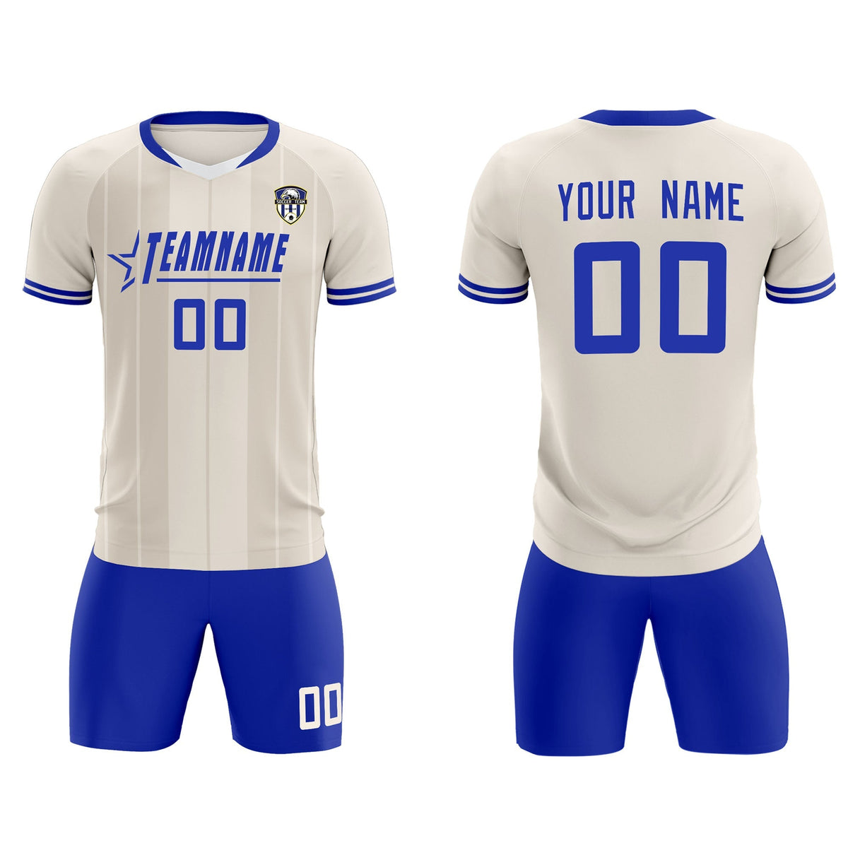 Custom Cream Classic Striped Personalized Soccer Tops/Sets Jersey