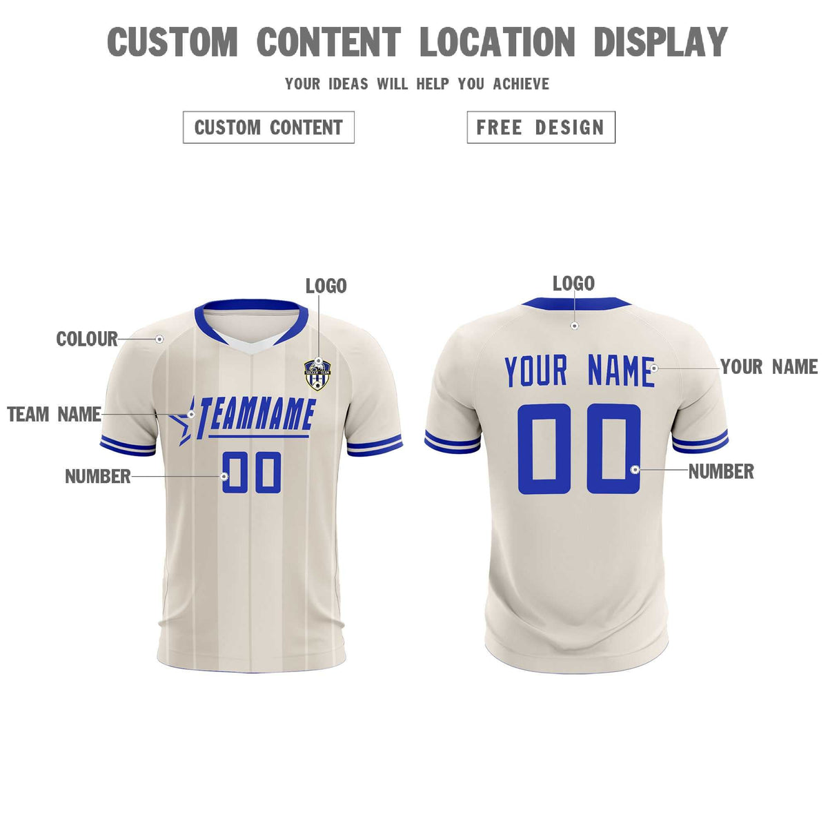 Custom Cream Classic Striped Personalized Soccer Tops/Sets Jersey