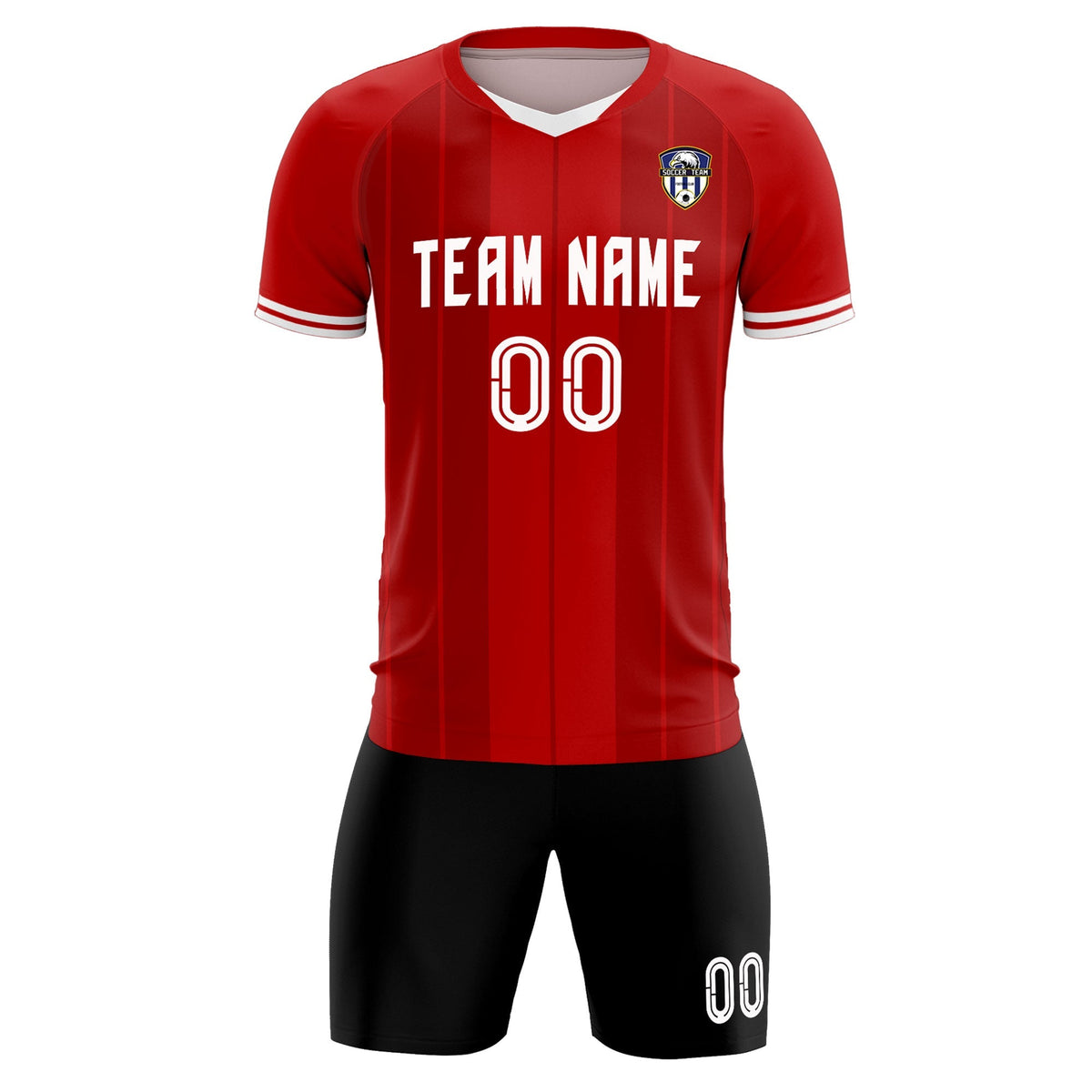 Custom Red Classic Striped Personalized Soccer Tops/Sets Jersey