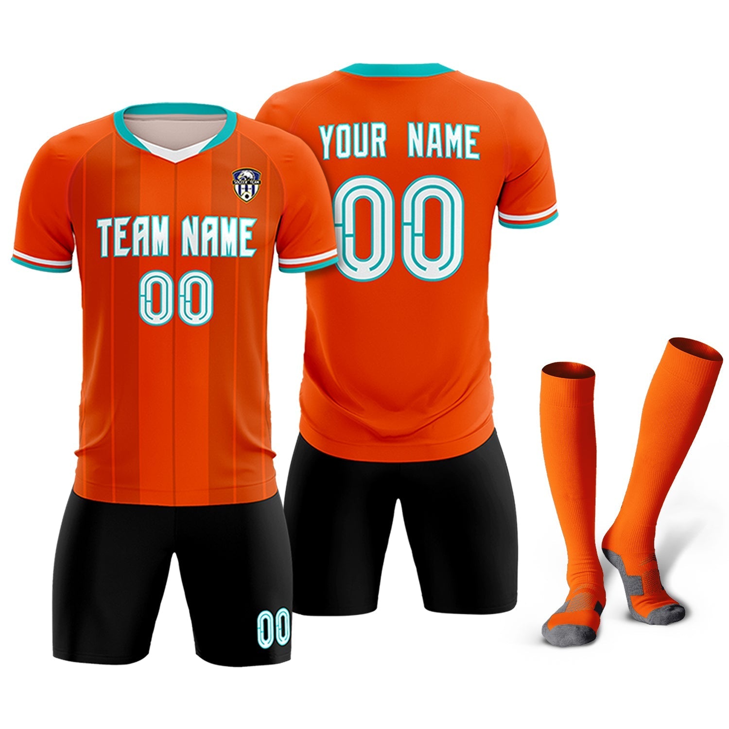 Custom Orange Classic Striped Personalized Soccer Tops/Sets Jersey