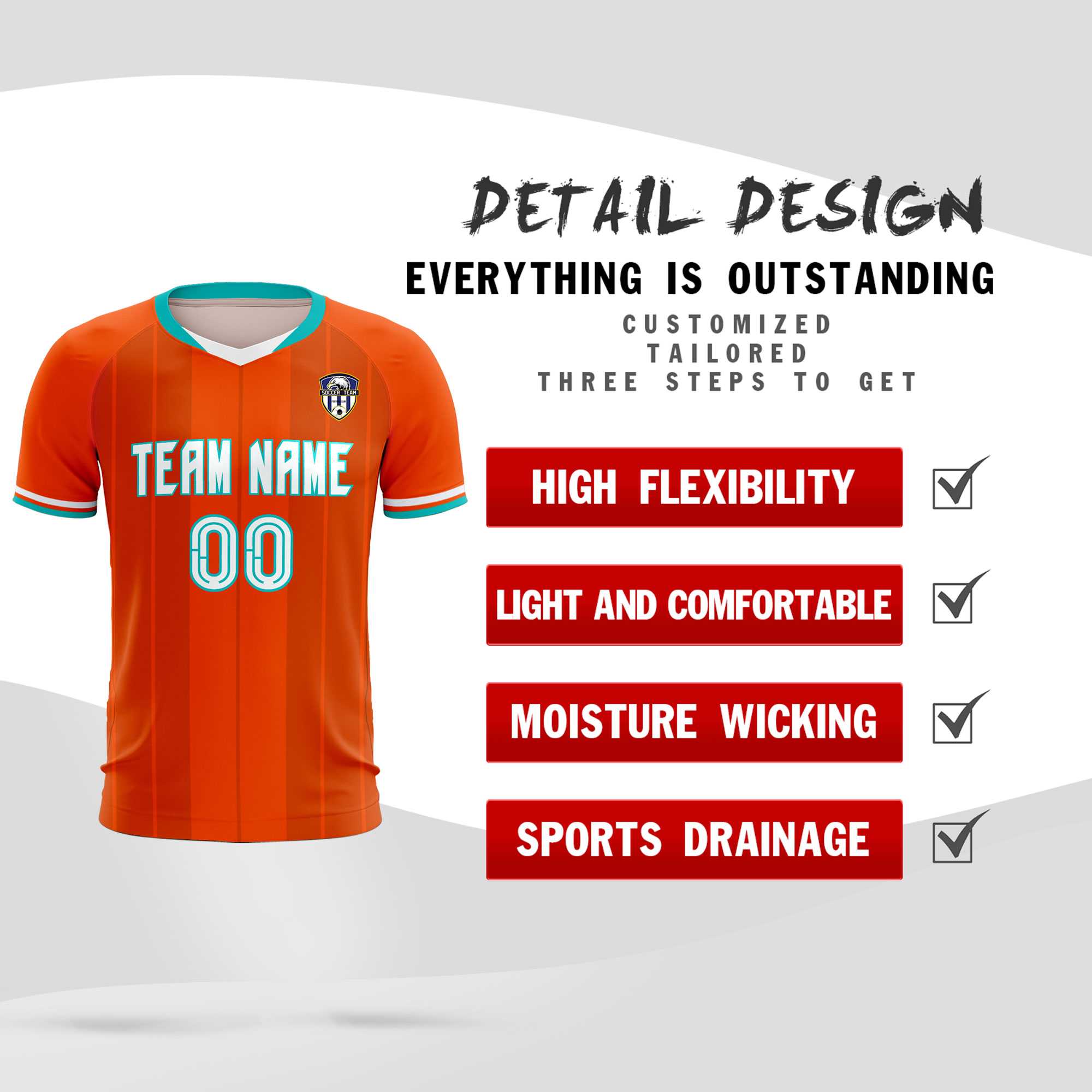 Custom Orange Classic Striped Personalized Soccer Tops/Sets Jersey