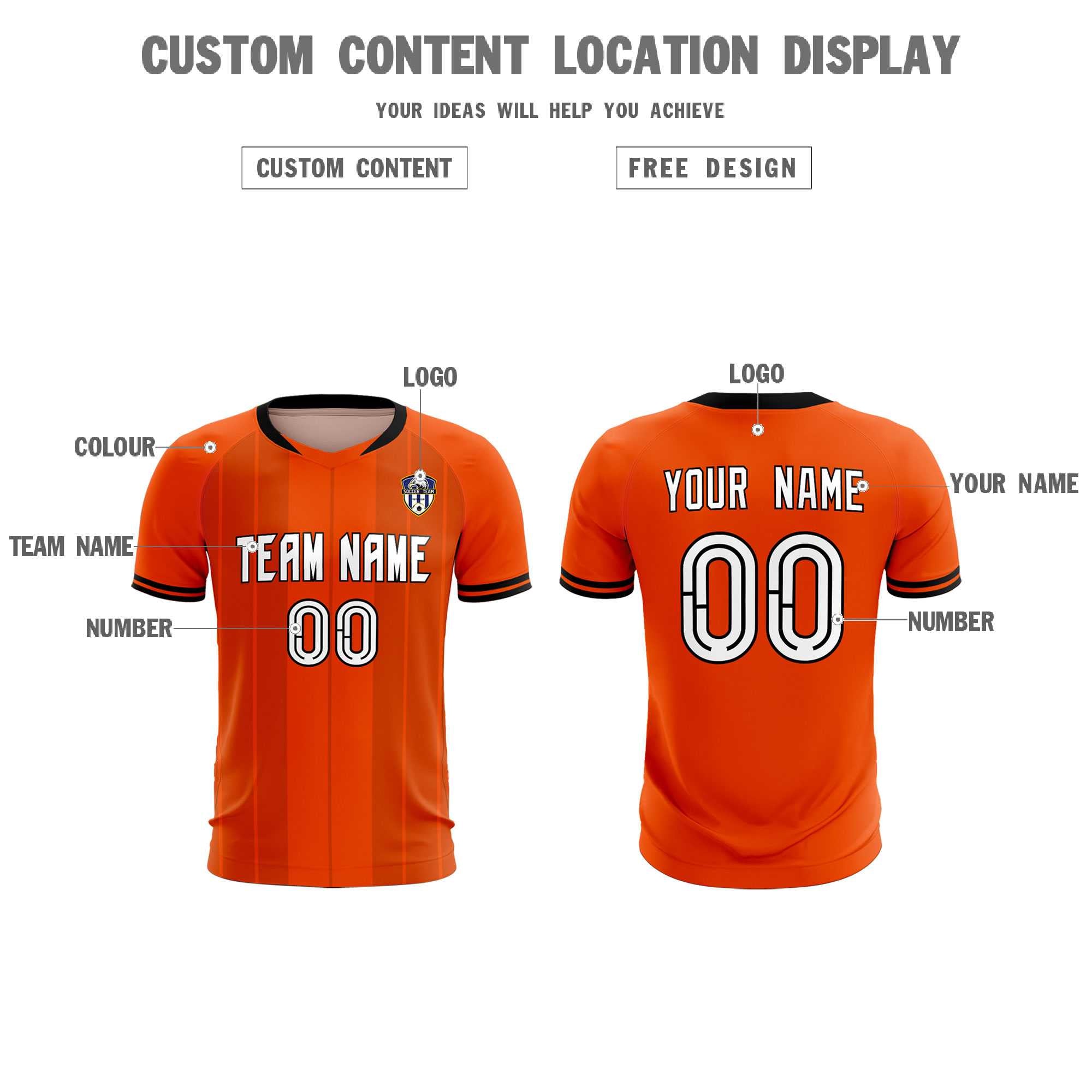 Custom Orange Classic Striped Personalized Soccer Tops/Sets Jersey