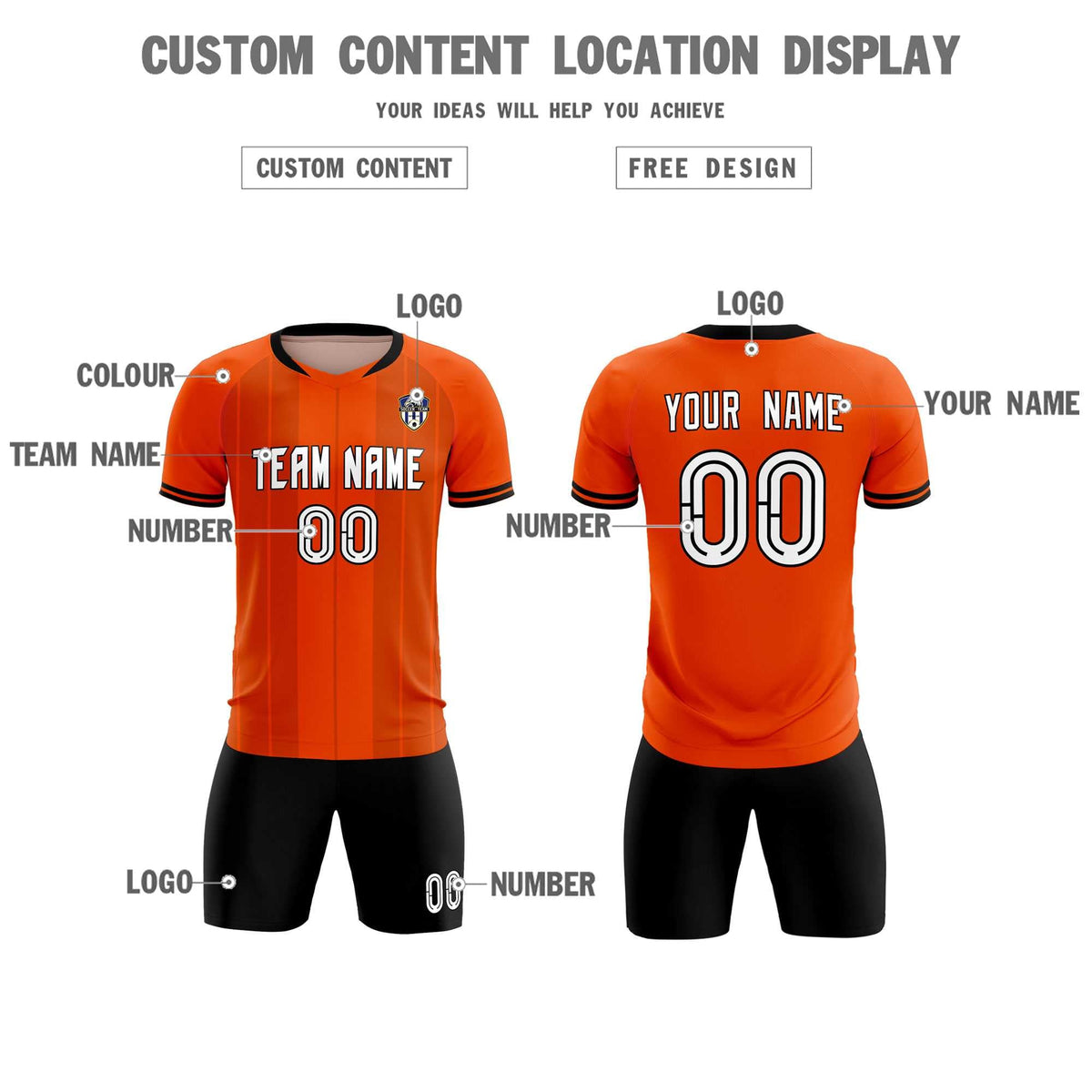 Custom Orange Classic Striped Personalized Soccer Tops/Sets Jersey