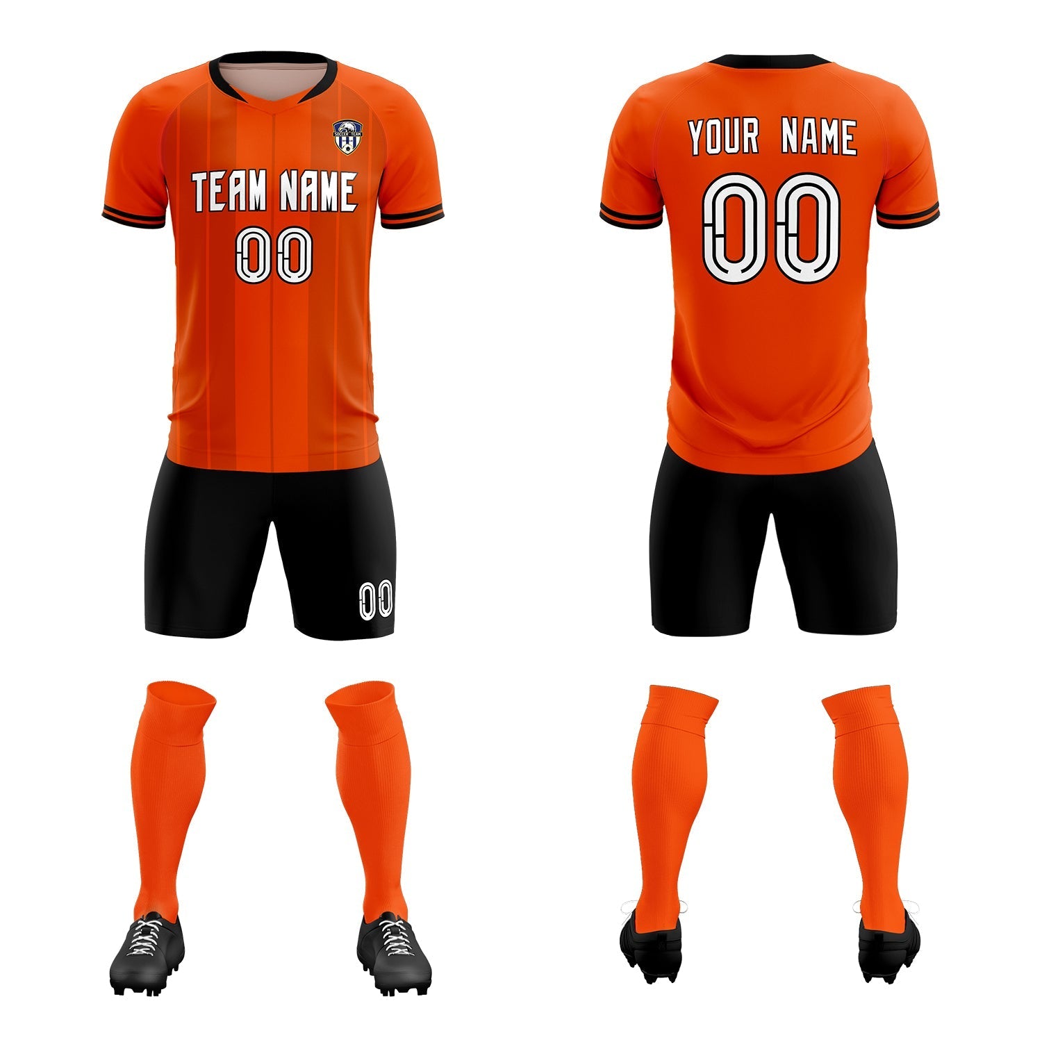 Custom Orange Classic Striped Personalized Soccer Tops/Sets Jersey