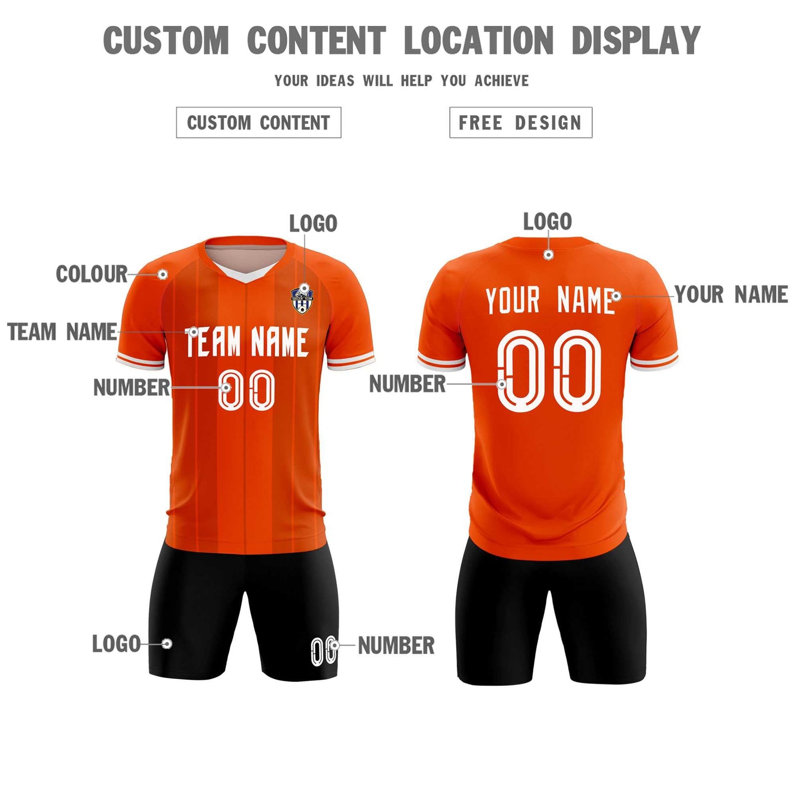 Custom Orange Classic Striped Personalized Soccer Tops/Sets Jersey