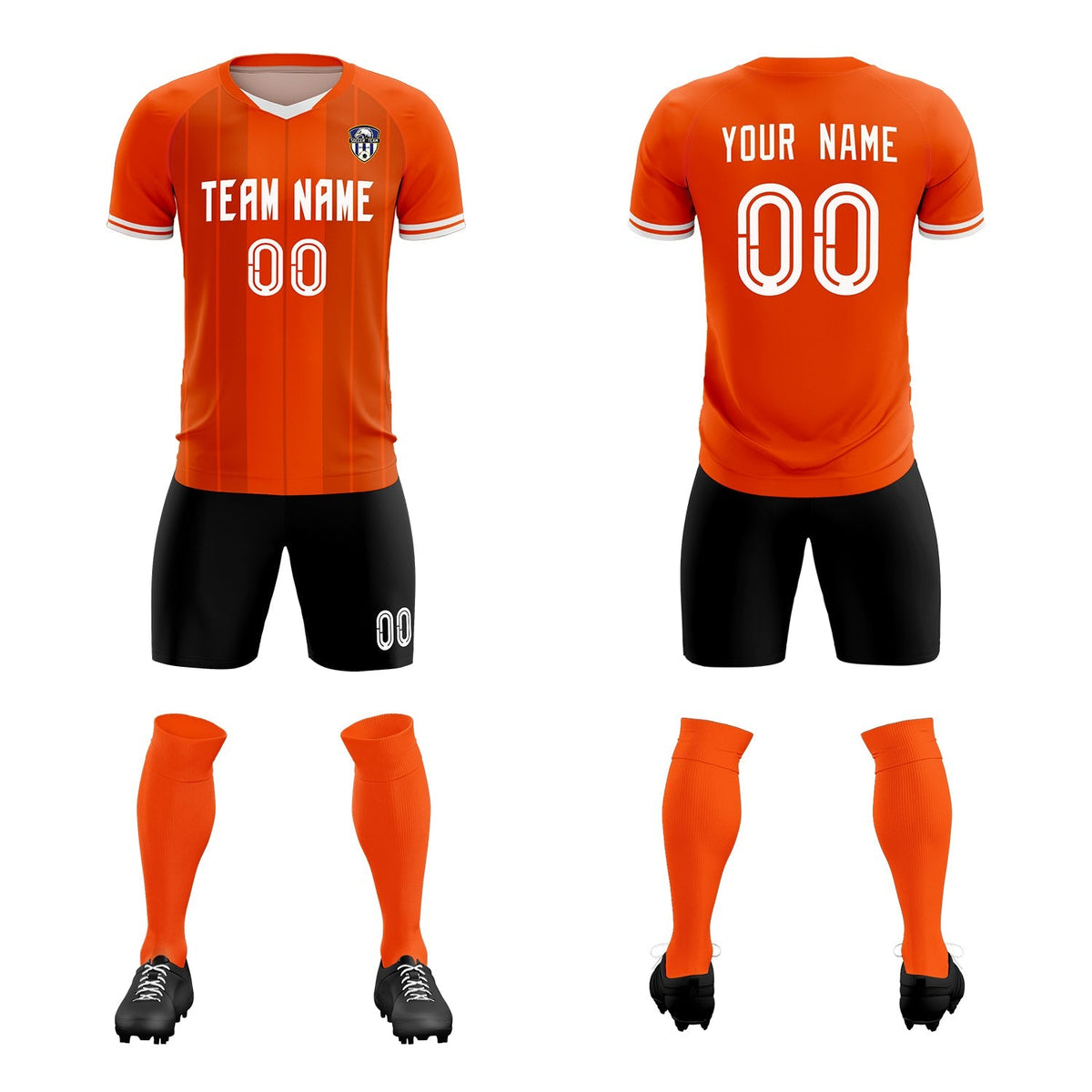 Custom Orange Classic Striped Personalized Soccer Tops/Sets Jersey