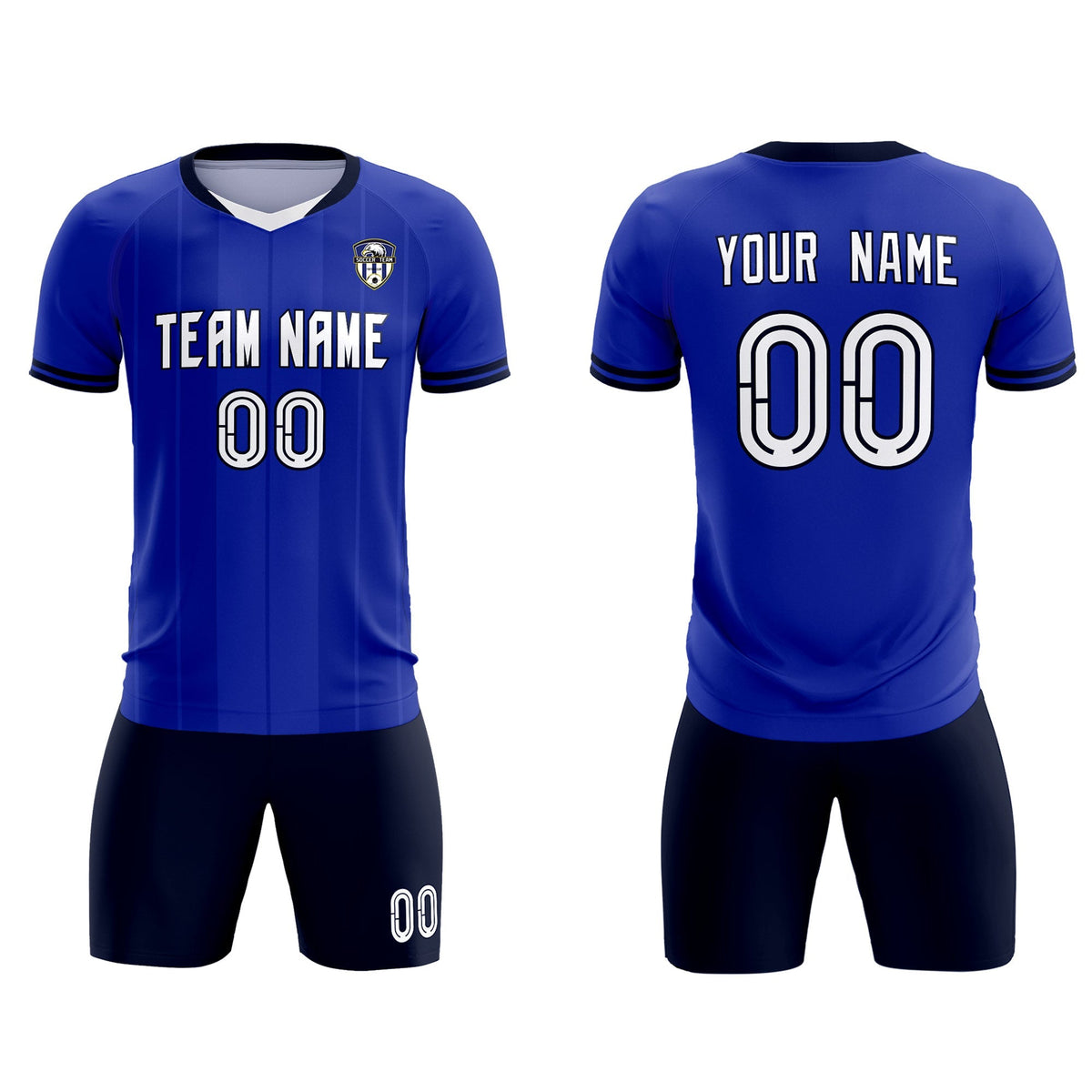 Custom Royal Classic Striped Personalized Soccer Tops/Sets Jersey