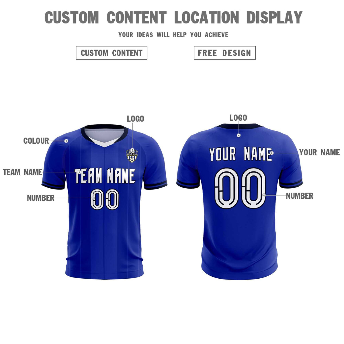 Custom Royal Classic Striped Personalized Soccer Tops/Sets Jersey