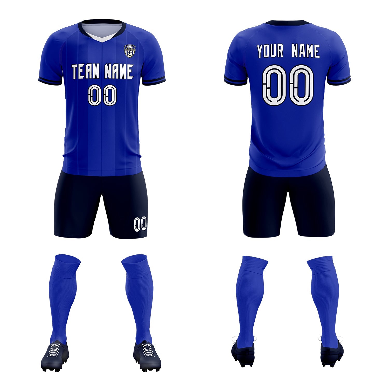 Custom Royal Classic Striped Personalized Soccer Tops/Sets Jersey