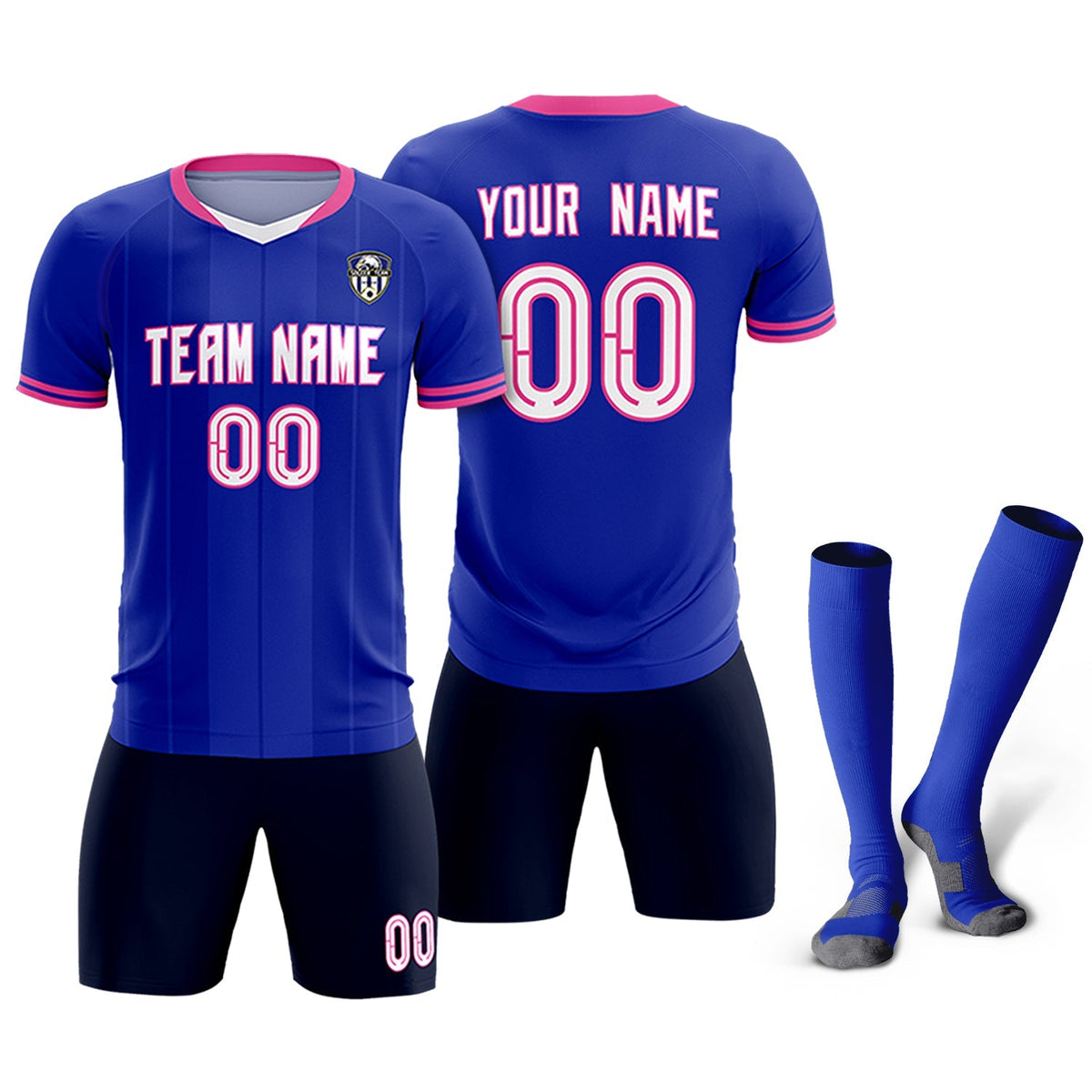 Custom Royal Classic Striped Personalized Soccer Tops/Sets Jersey