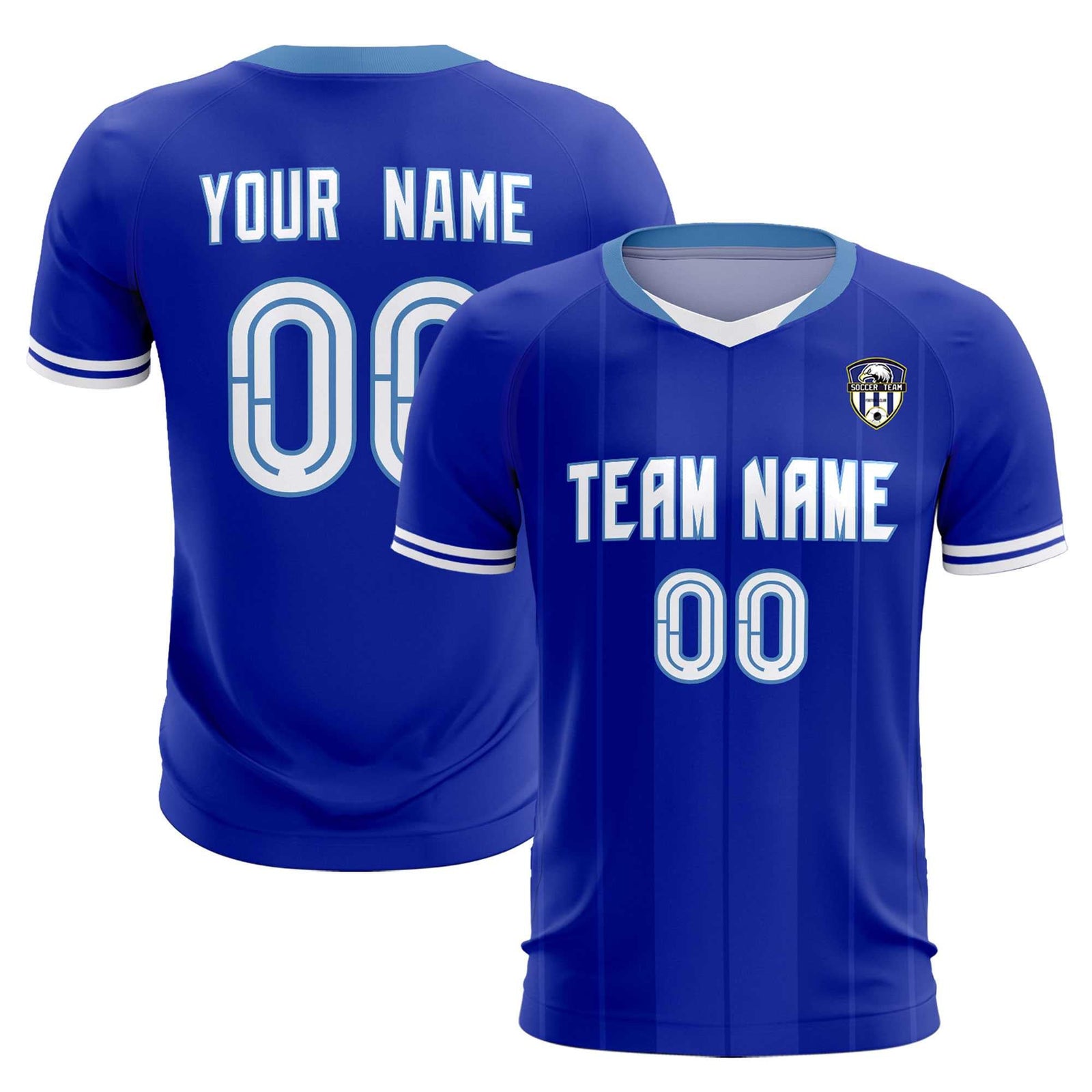 Custom Royal Classic Striped Personalized Soccer Tops/Sets Jersey