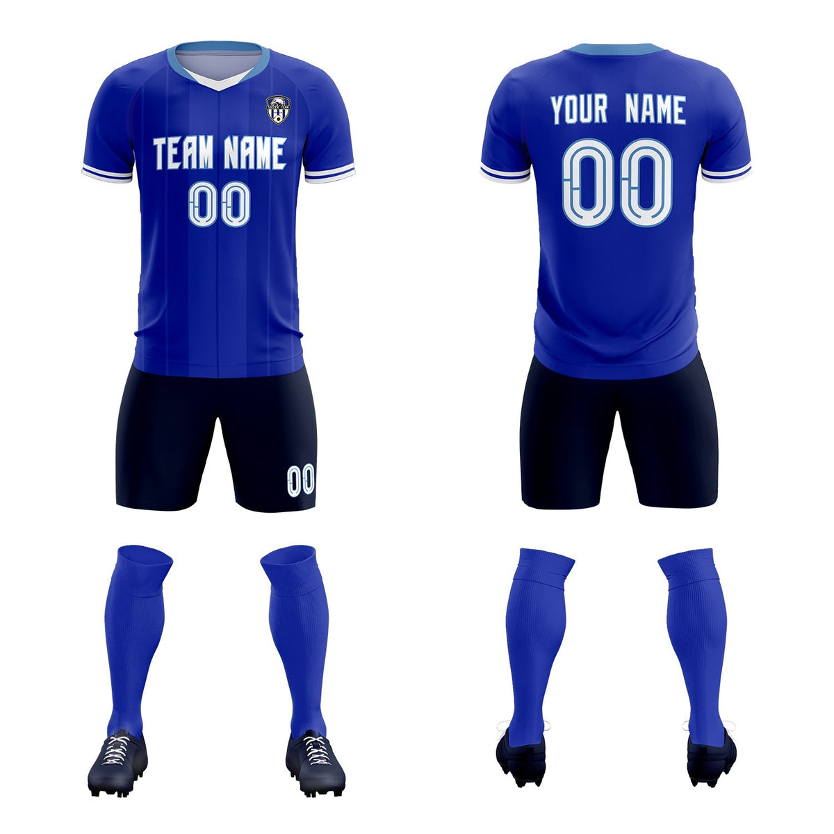 Custom Royal Classic Striped Personalized Soccer Tops/Sets Jersey