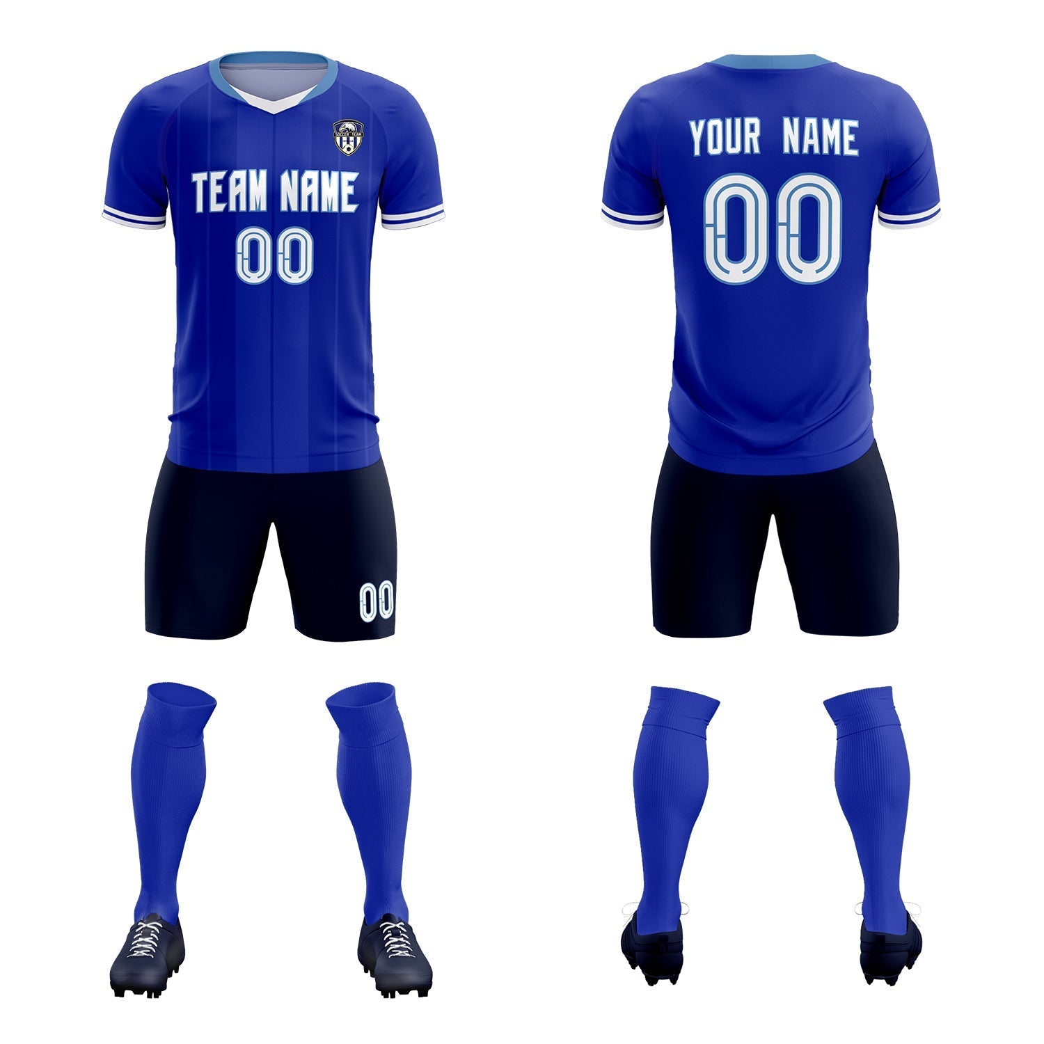 Custom Royal Classic Striped Personalized Soccer Tops/Sets Jersey