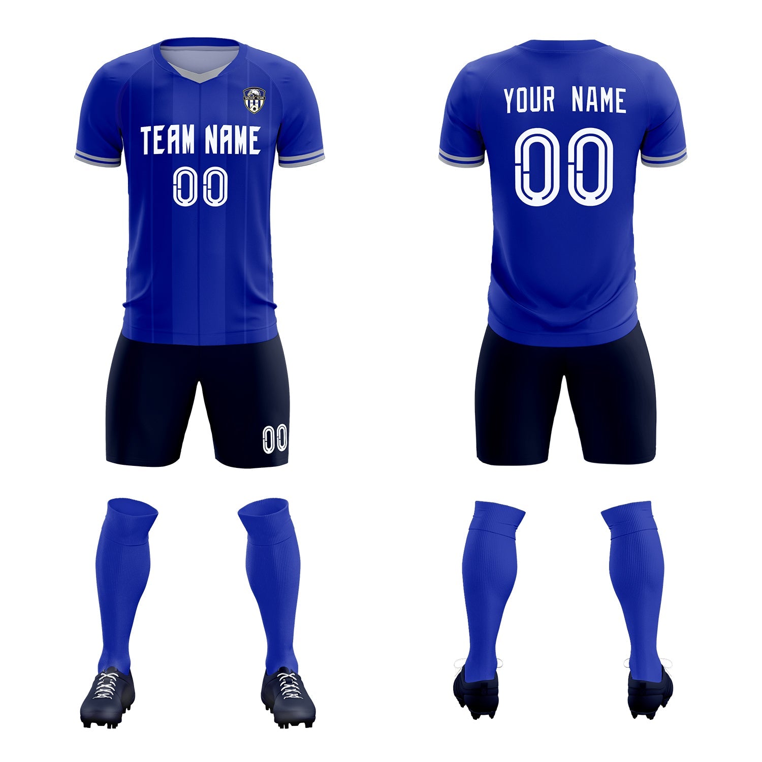Custom Royal Classic Striped Personalized Soccer Tops/Sets Jersey