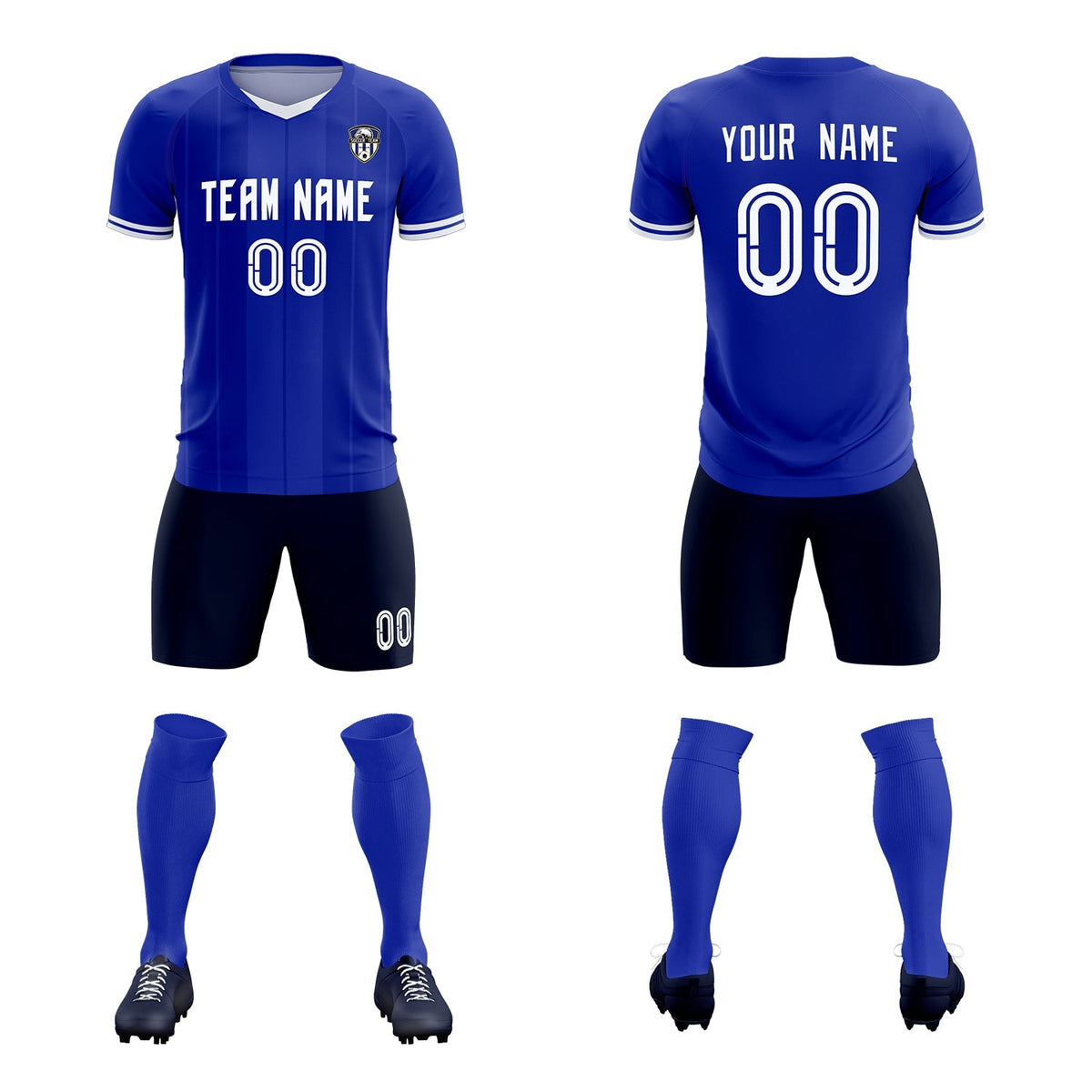 Custom Royal Classic Striped Personalized Soccer Tops/Sets Jersey