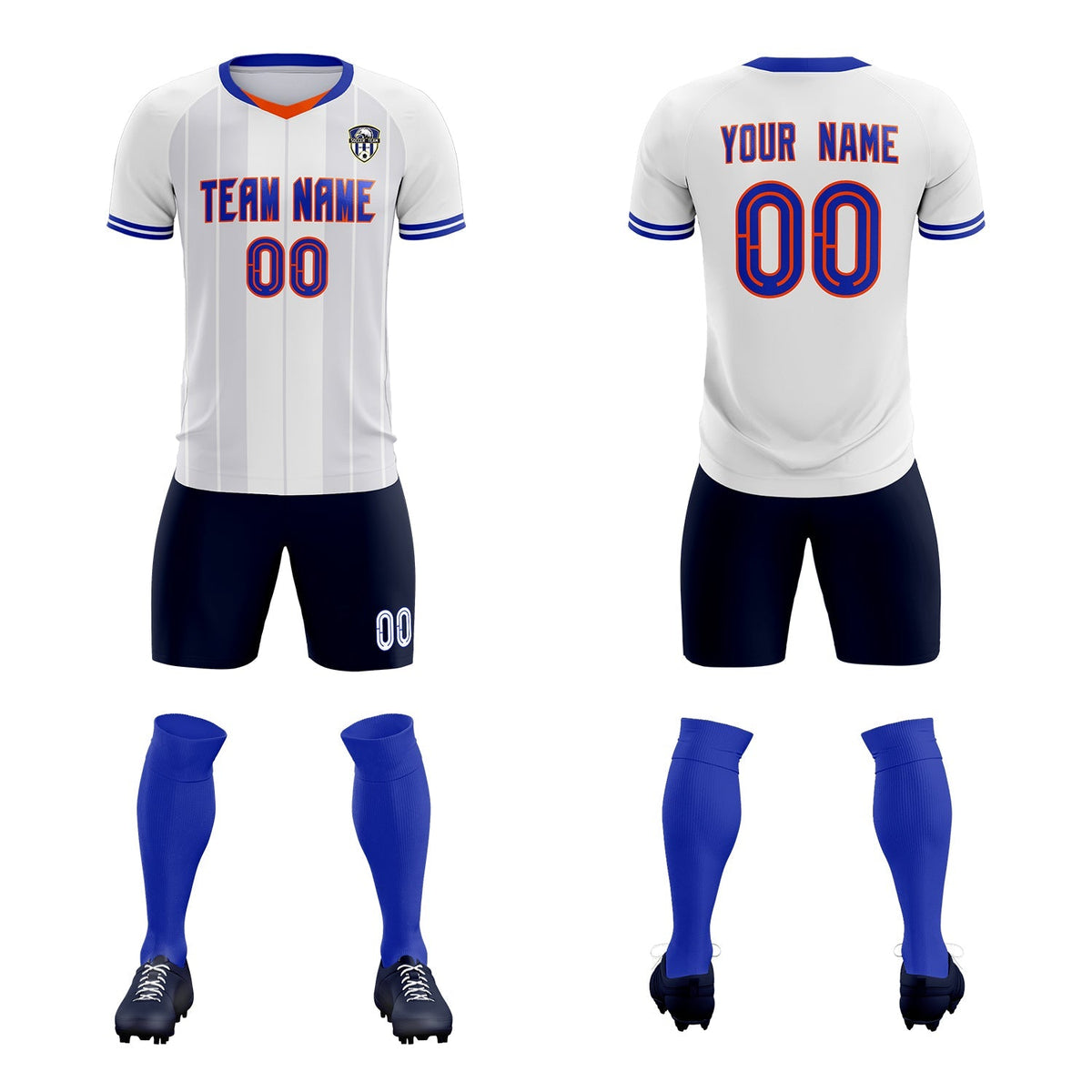 Custom White Classic Striped Personalized Soccer Tops/Sets Jersey