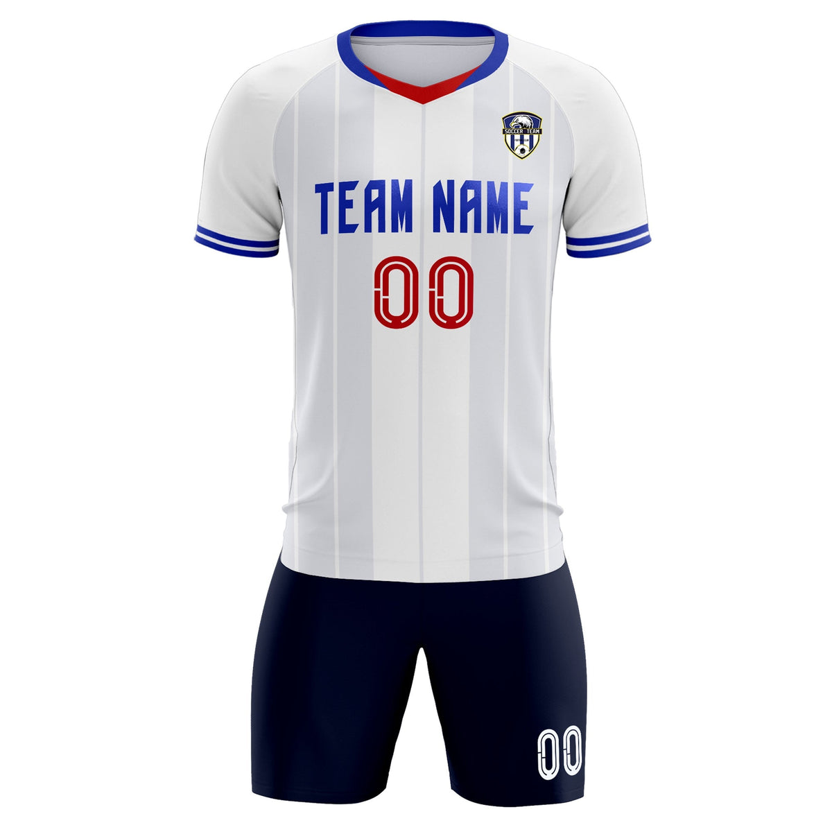 Custom White Classic Striped Personalized Soccer Tops/Sets Jersey