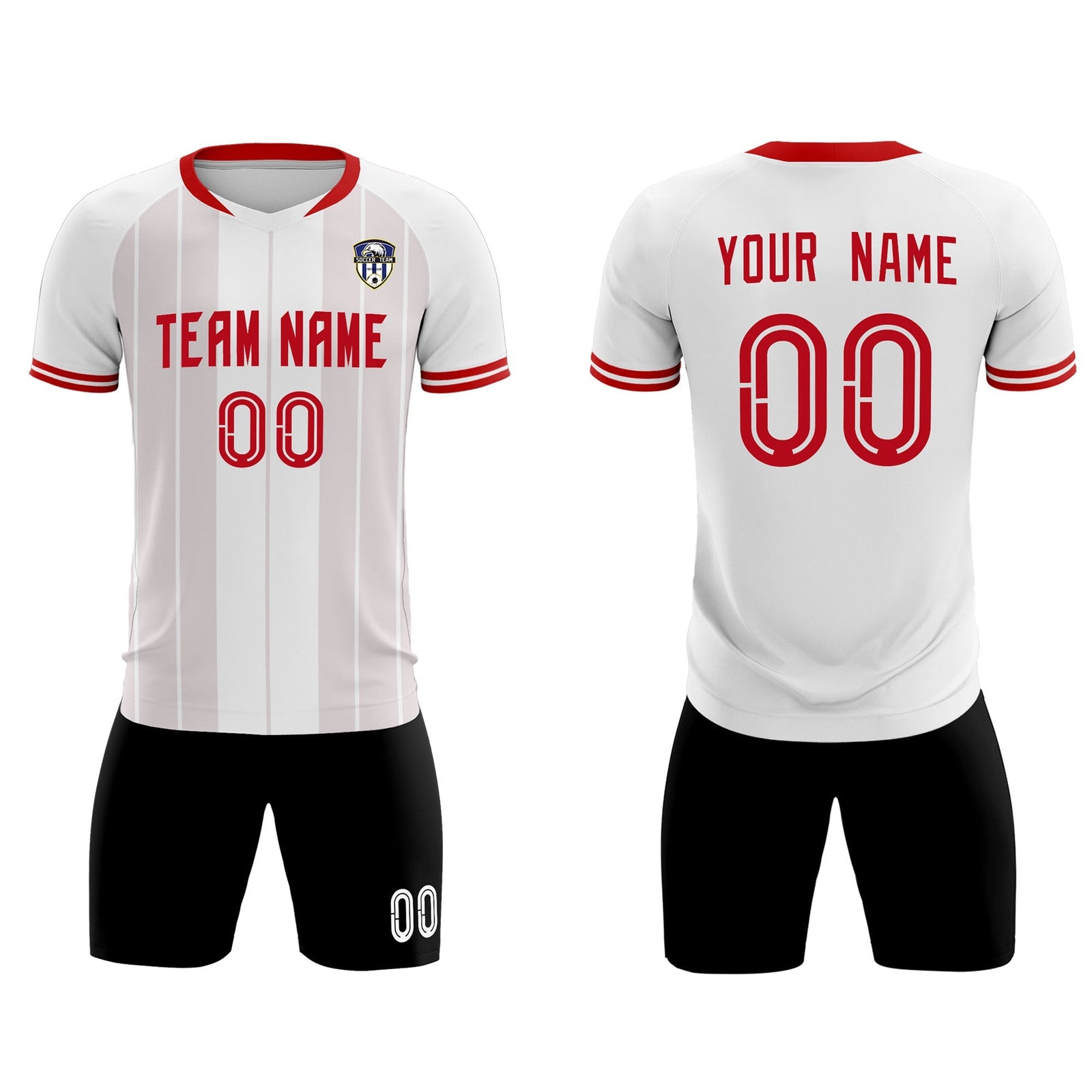 Custom White Classic Striped Personalized Soccer Tops/Sets Jersey