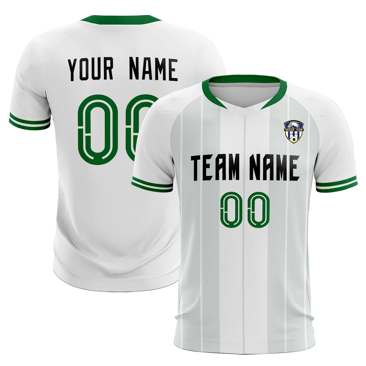 Custom White Classic Striped Personalized Soccer Tops/Sets Jersey