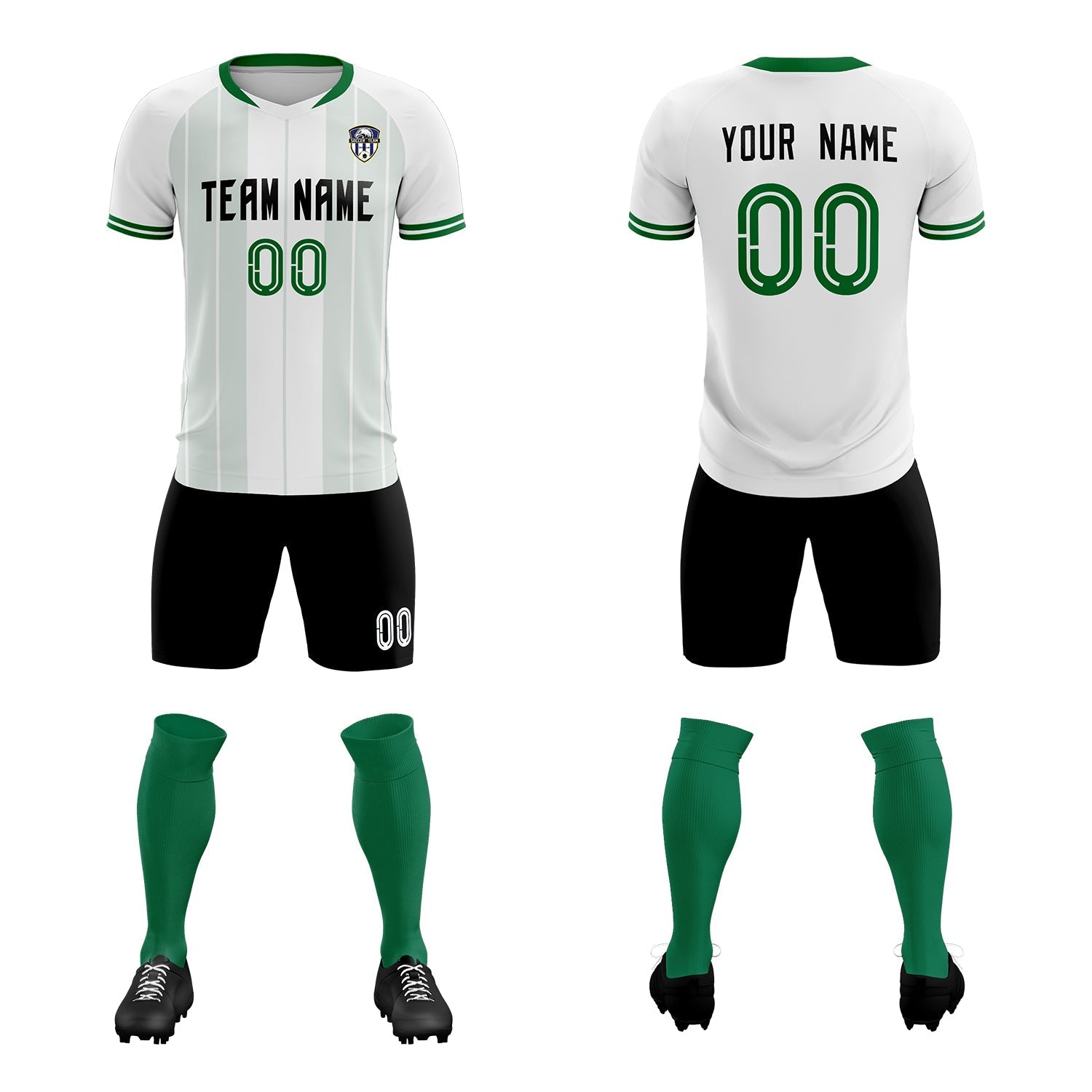 Custom White Classic Striped Personalized Soccer Tops/Sets Jersey