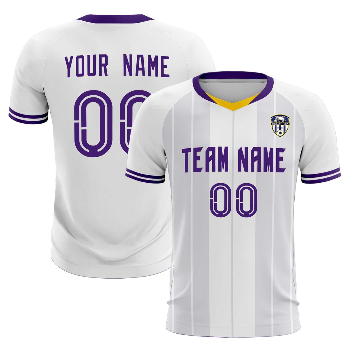 Custom White Classic Striped Personalized Soccer Tops/Sets Jersey